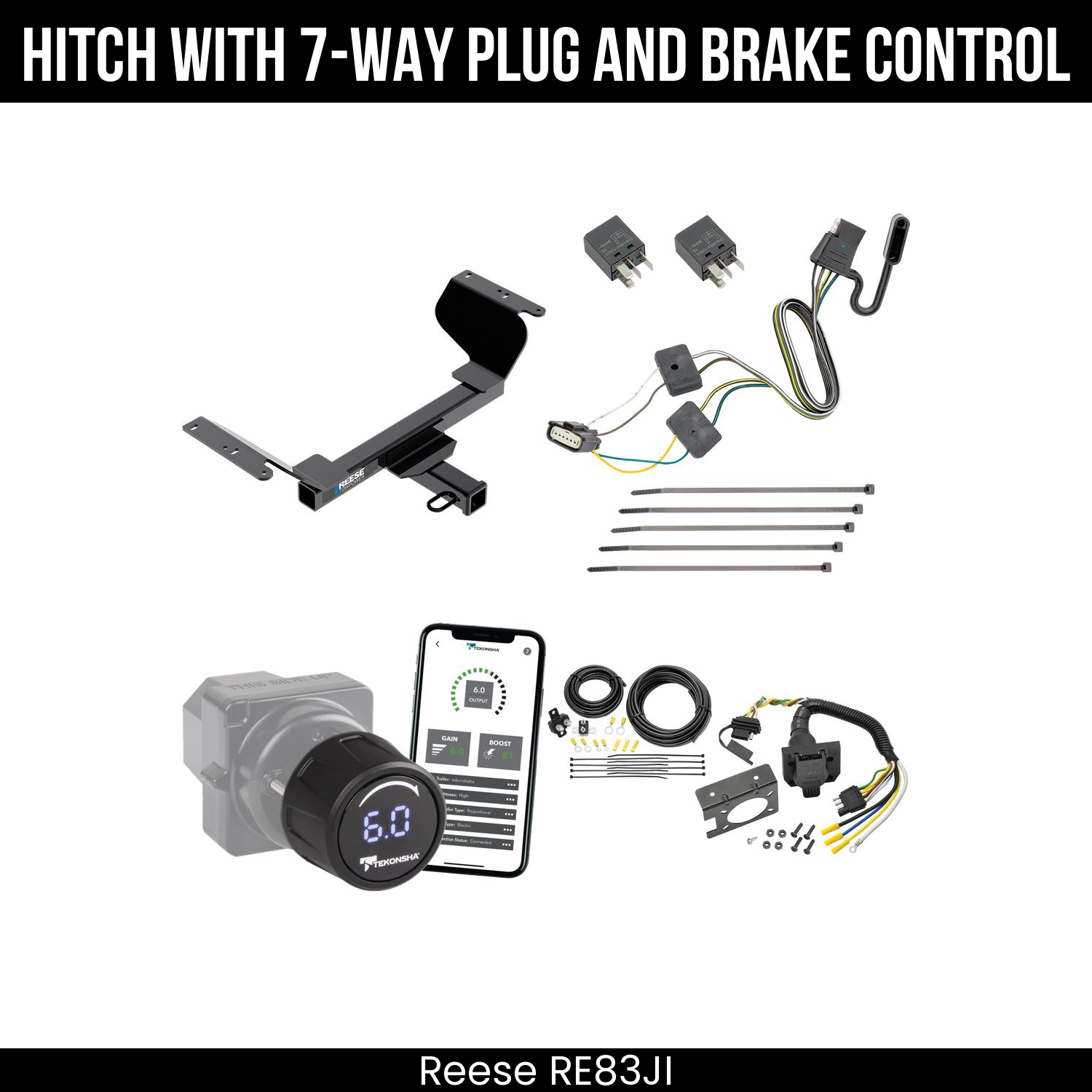 Reese RE83JI Hitch With 7 Way Plug And Brake Control Bundle Featureimg