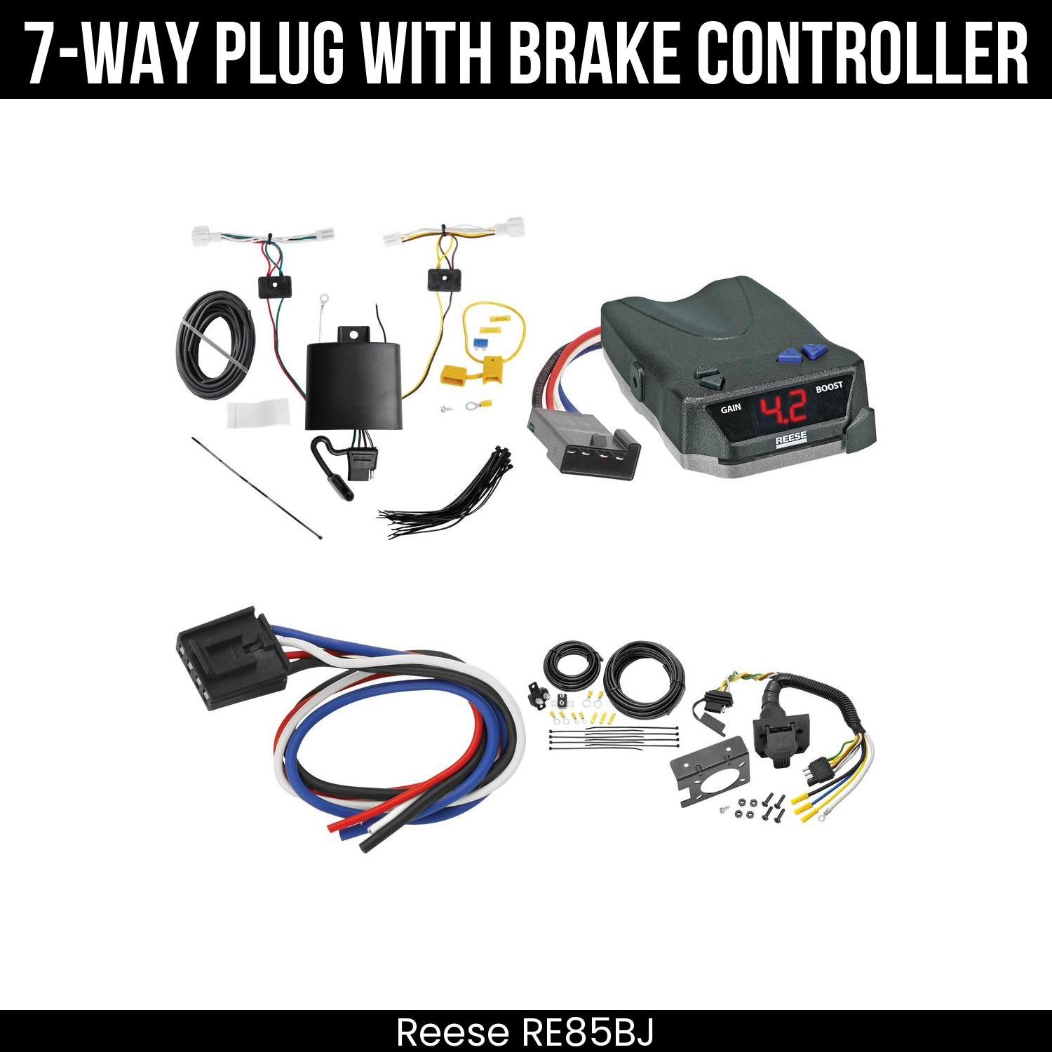 Trailer Wiring 7-Way Plug w/ Bracket , Reese Brake EVN Control