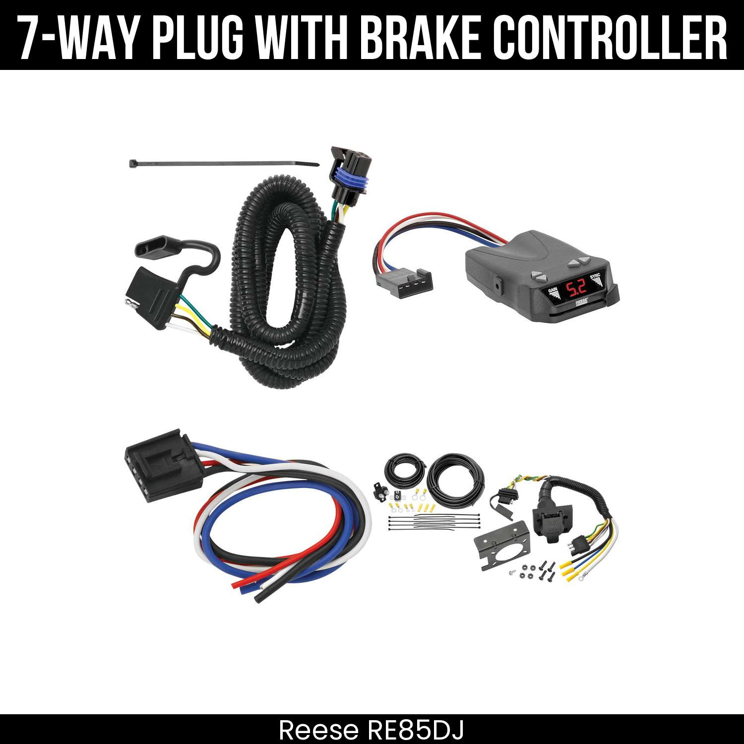 Trailer Wiring 7-Way Plug w/ Bracket , Reese Brakeman IV Brake Control