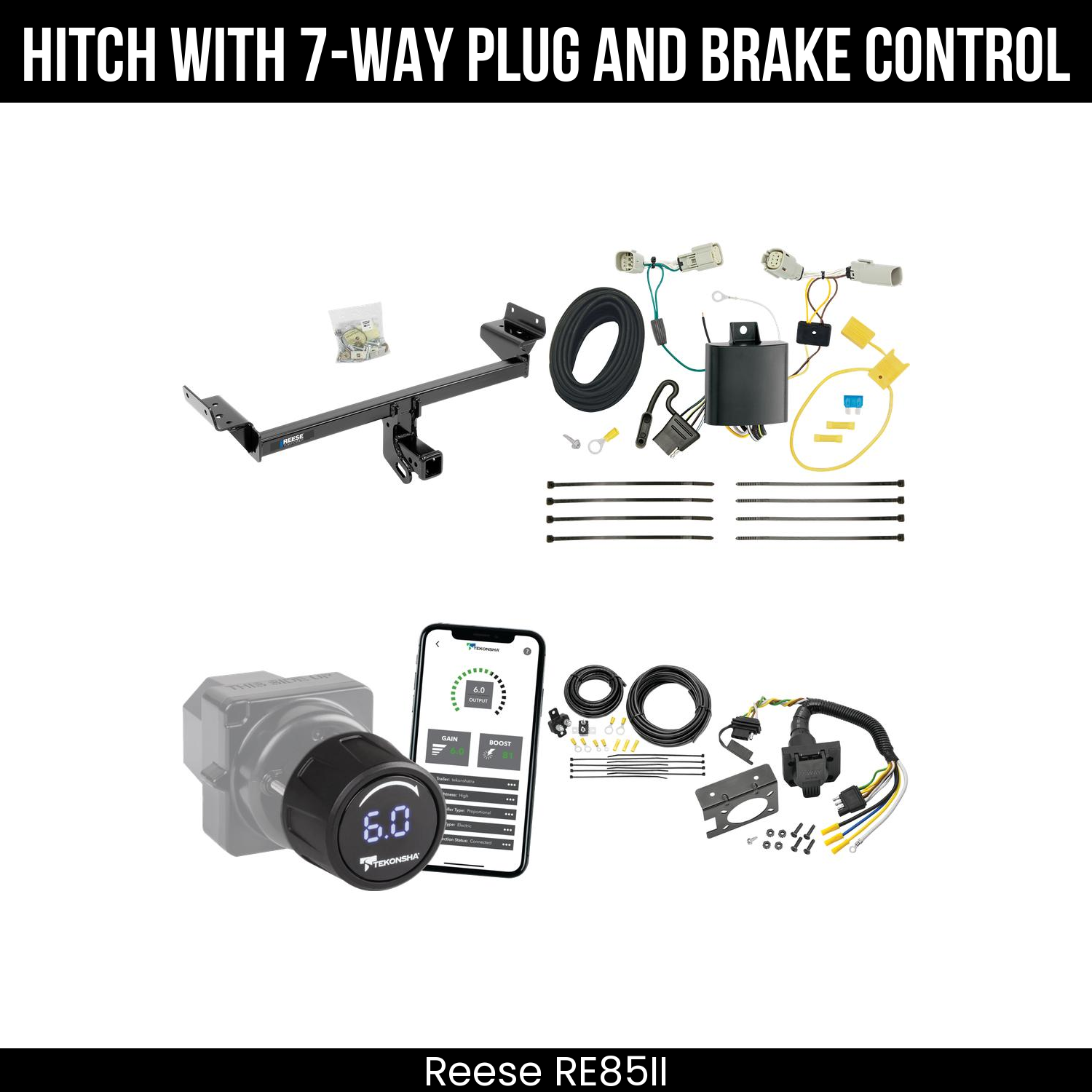 Reese RE85II Hitch With 7 Way Plug And Brake Control Bundle Featureimg