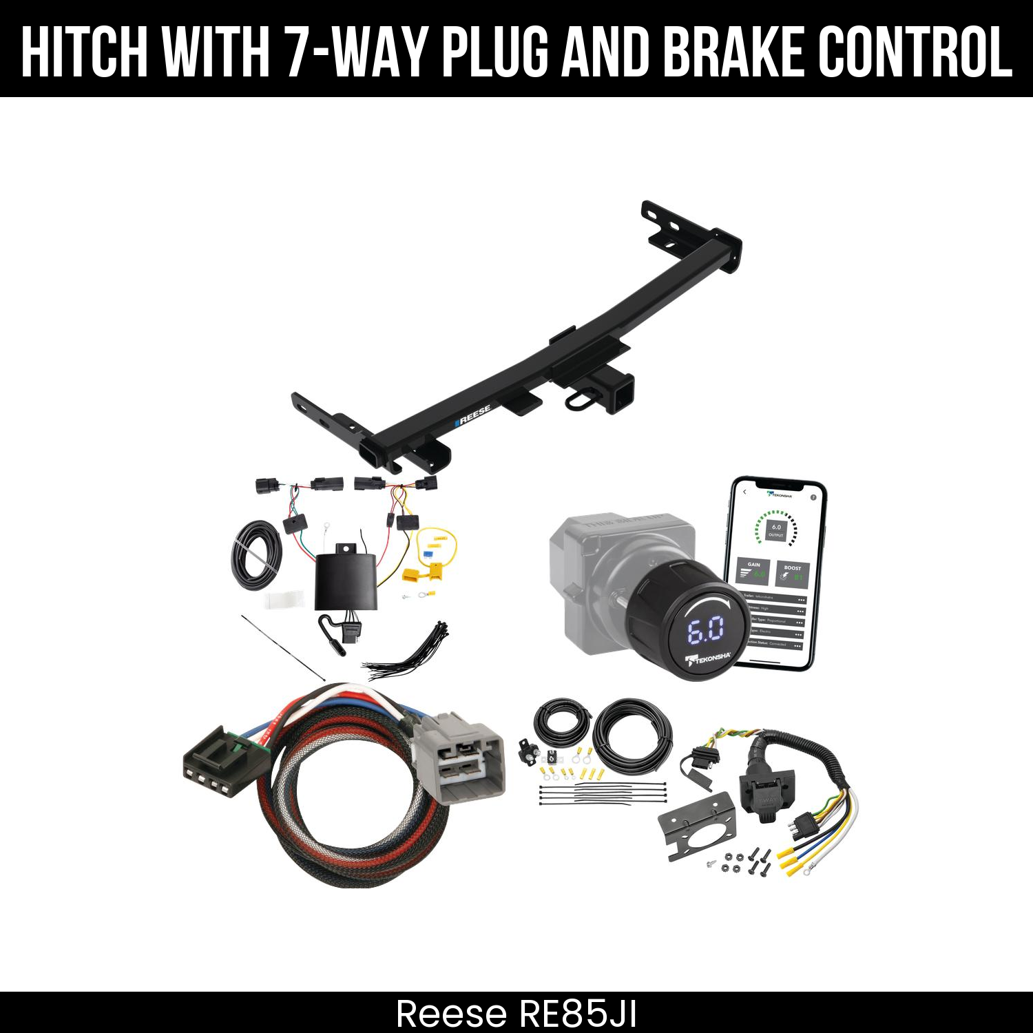 Reese RE85JI Hitch With 7 Way Plug And Brake Control Bundle Featureimg