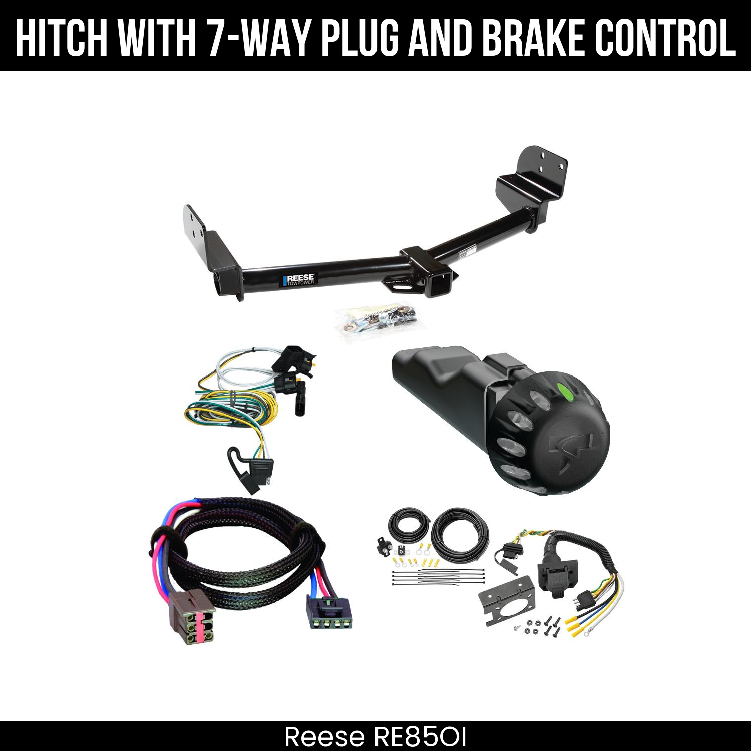 Reese RE85OI Hitch With 7 Way Plug And Brake Control Bundle Featureimg