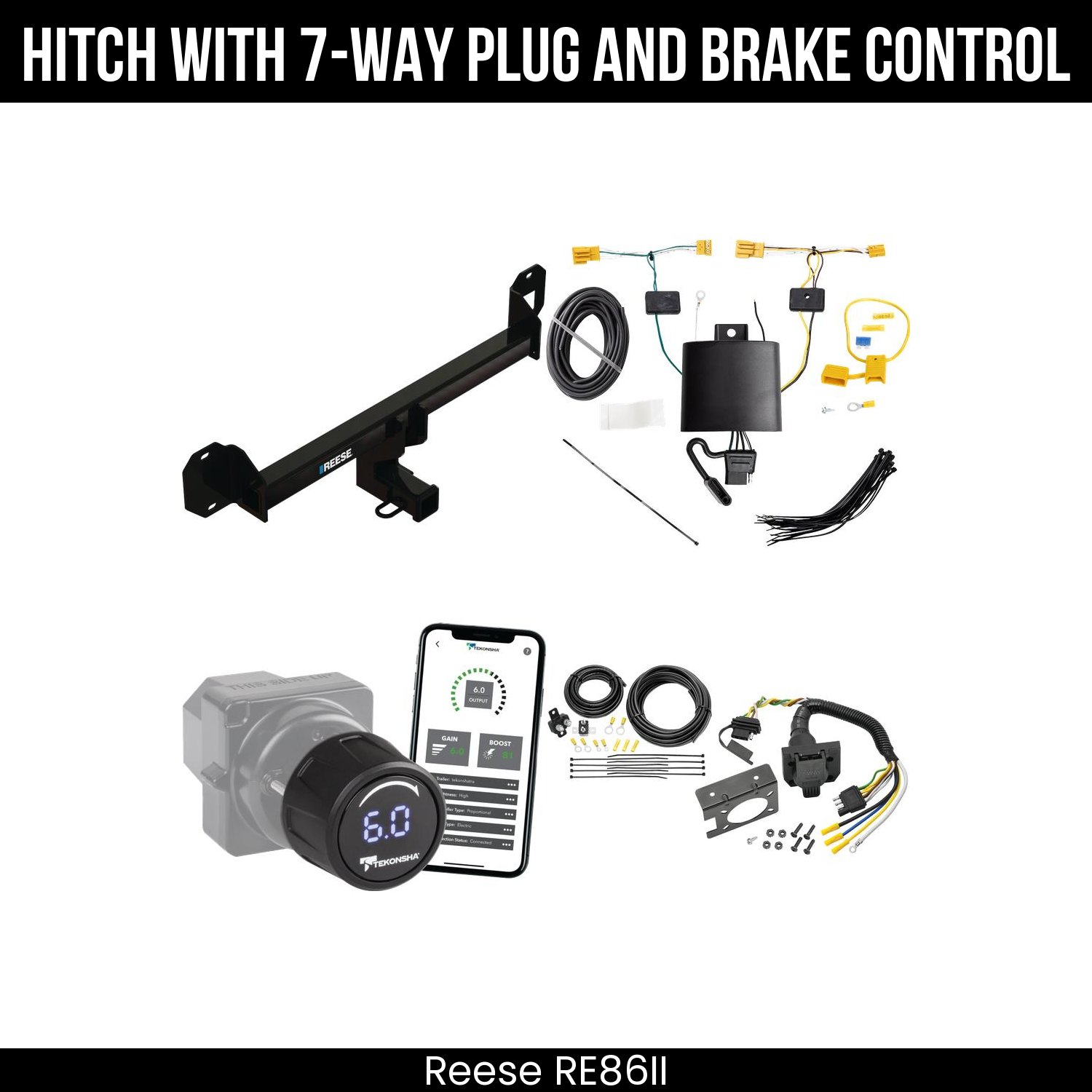 Reese RE86II Hitch With 7 Way Plug And Brake Control Bundle Featureimg
