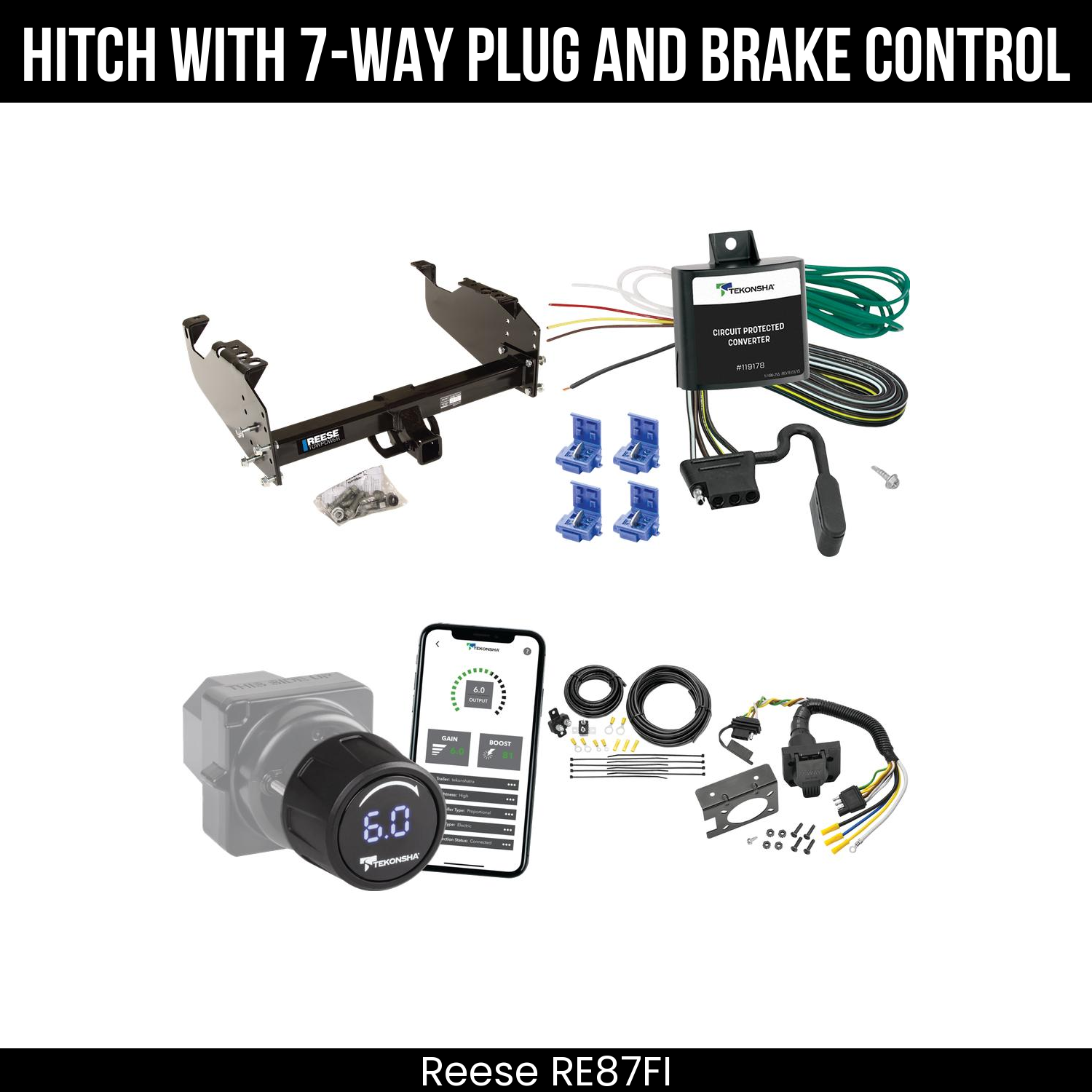 Reese RE87FI Hitch With 7 Way Plug And Brake Control Bundle Featureimg