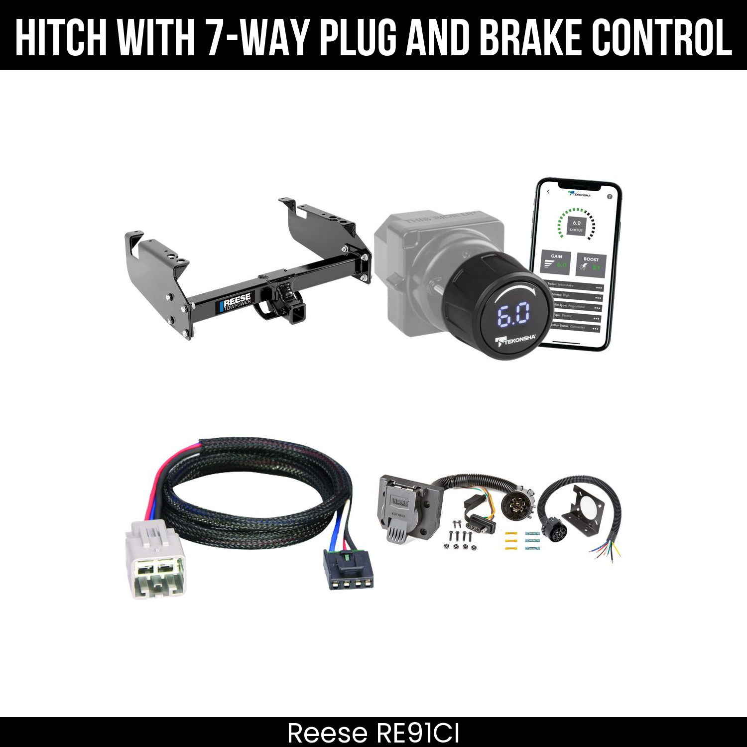 Reese RE91CI Hitch With 7 Way Plug And Brake Control Bundle Featureimg
