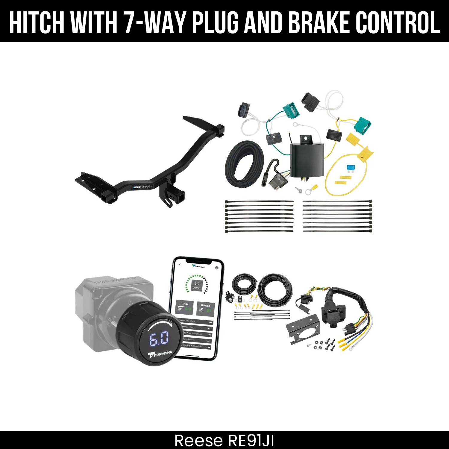 Reese RE91JI Hitch With 7 Way Plug And Brake Control Bundle Featureimg