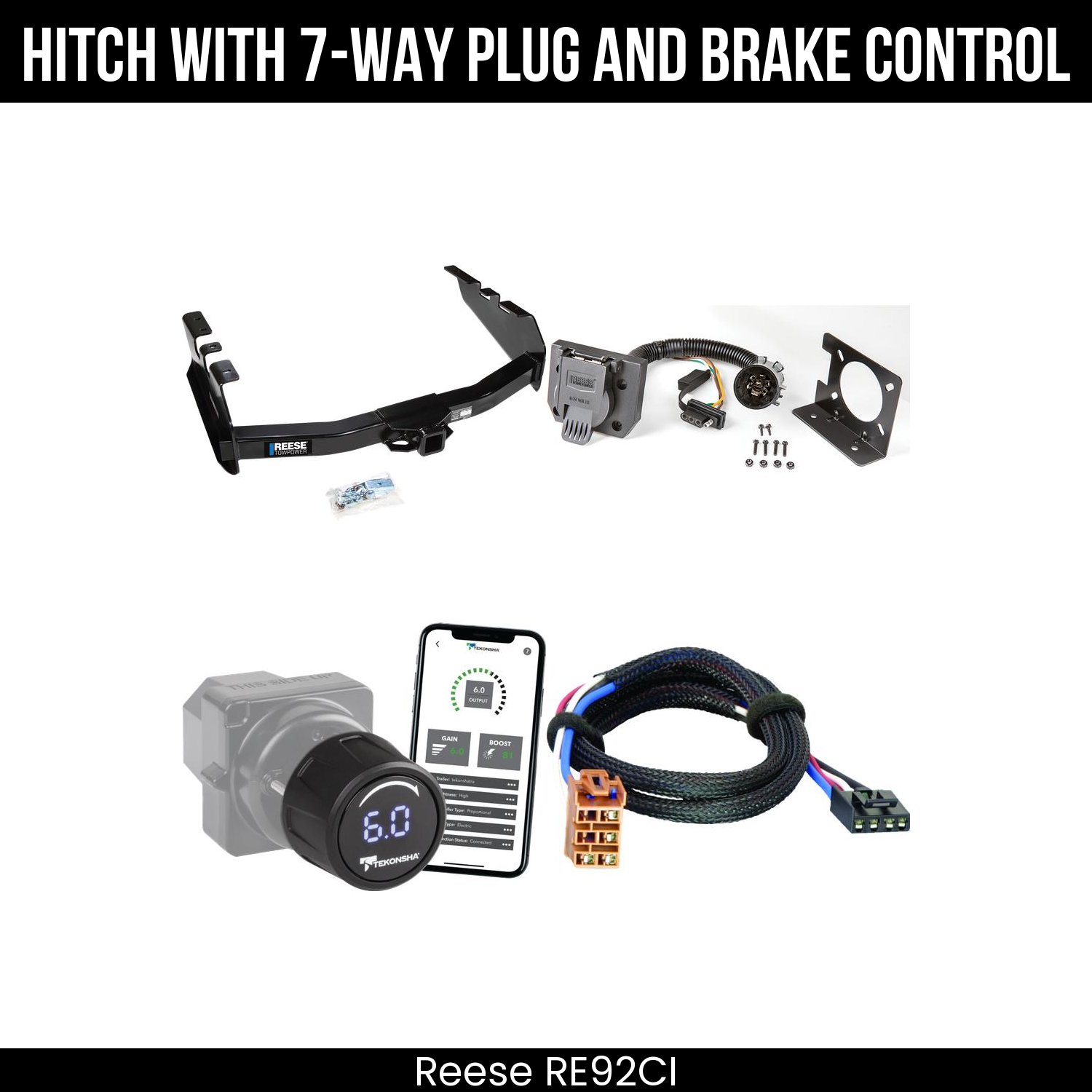 Reese RE92CI Hitch With 7 Way Plug And Brake Control Bundle Featureimg