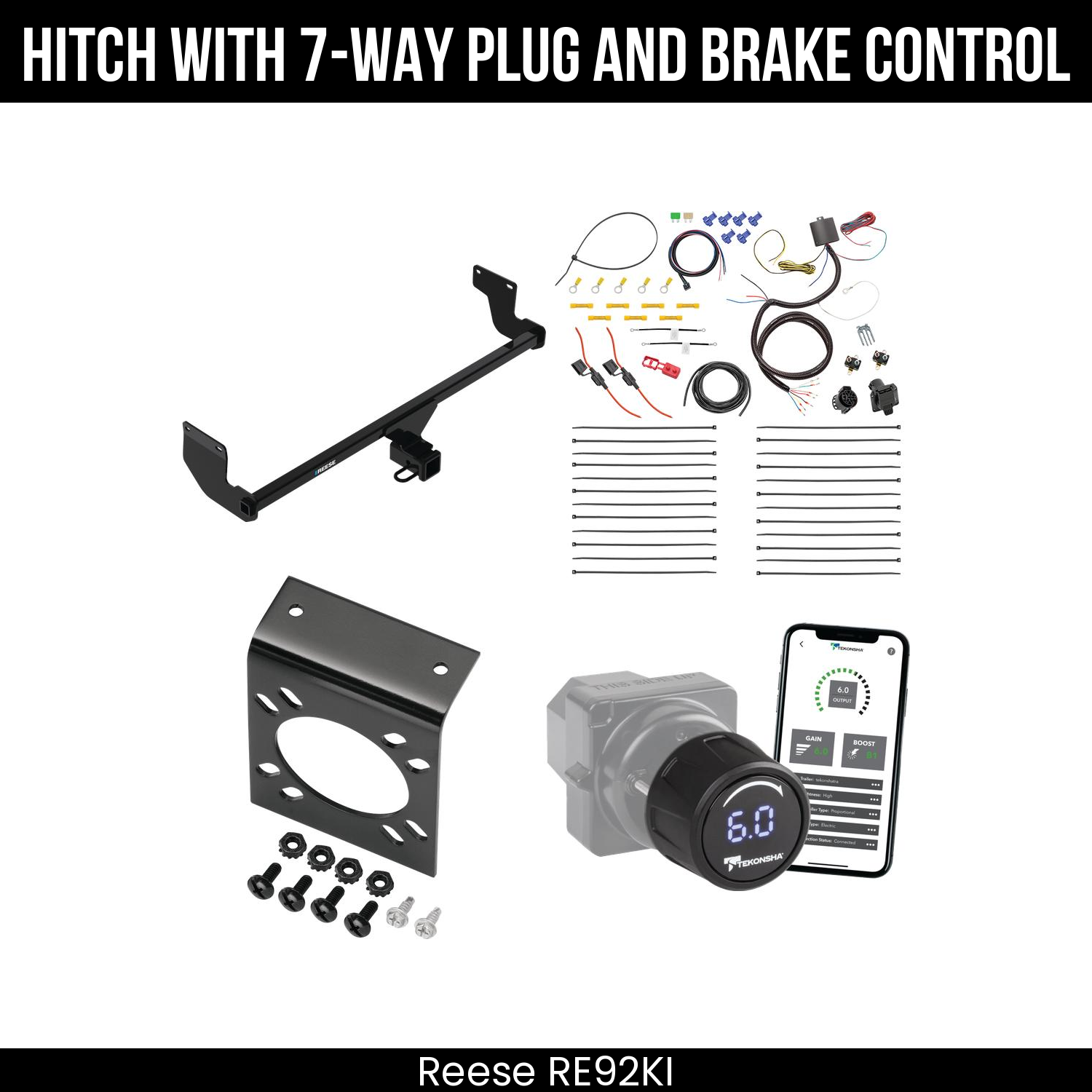 Reese RE92KI Hitch With 7 Way Plug And Brake Control Bundle Featureimg