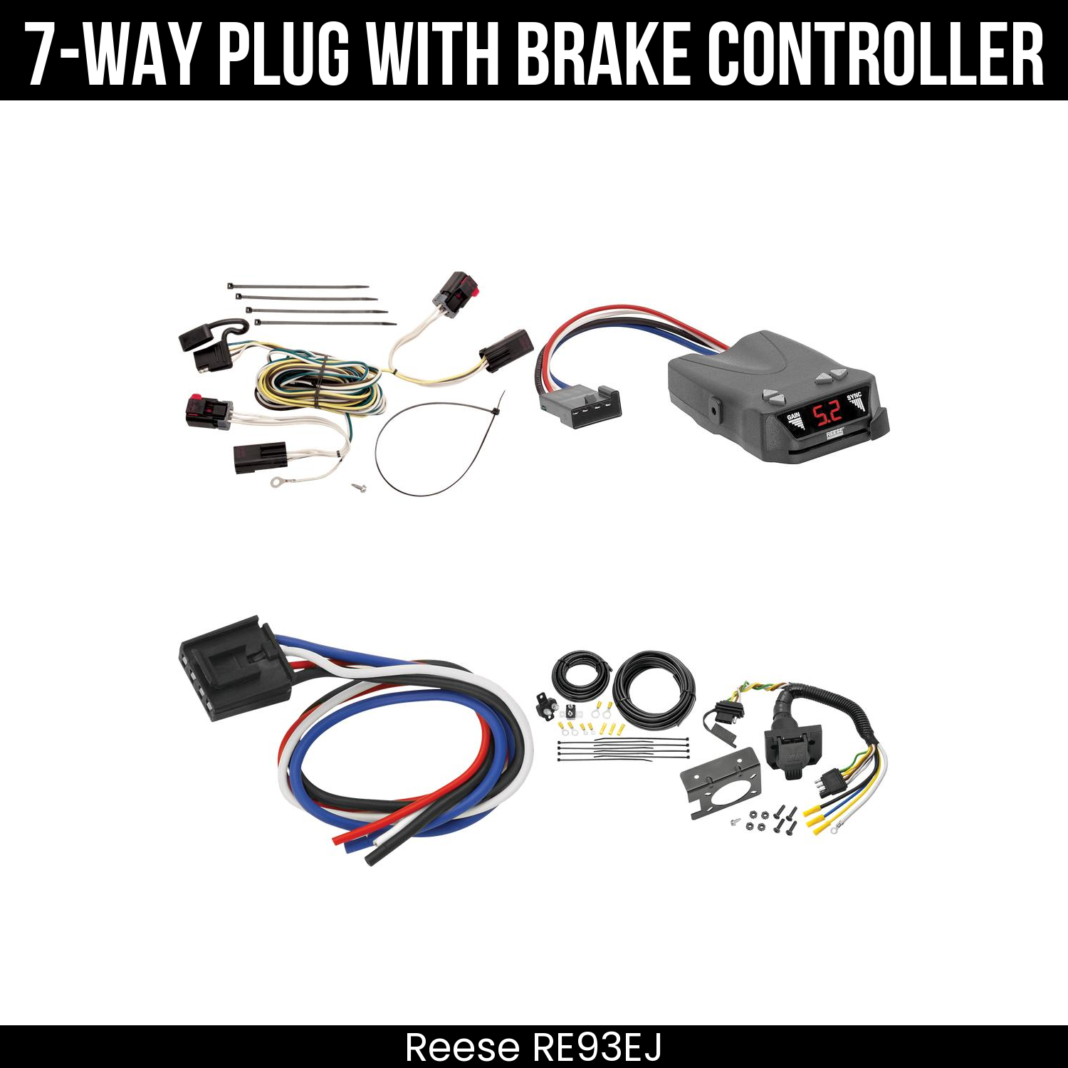 Trailer Wiring 7-Way Plug w/ Bracket , Reese Brakeman IV Brake Control