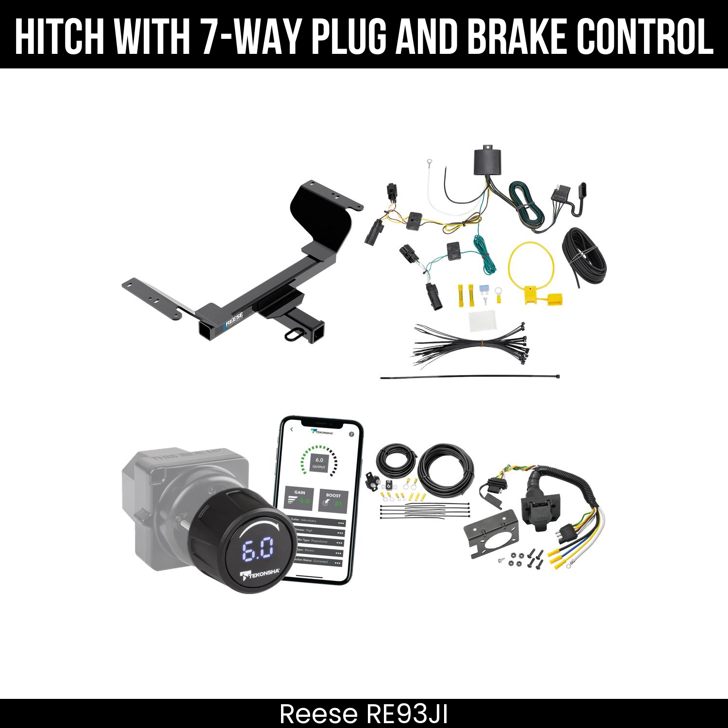 Reese RE93JI Hitch With 7 Way Plug And Brake Control Bundle Featureimg