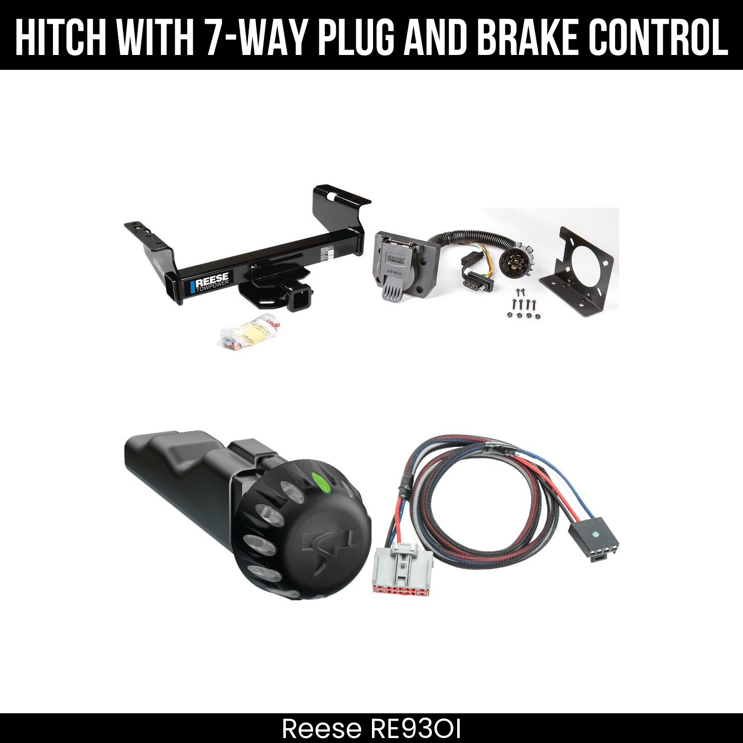 Reese RE93OI Hitch With 7 Way Plug And Brake Control Bundle Featureimg