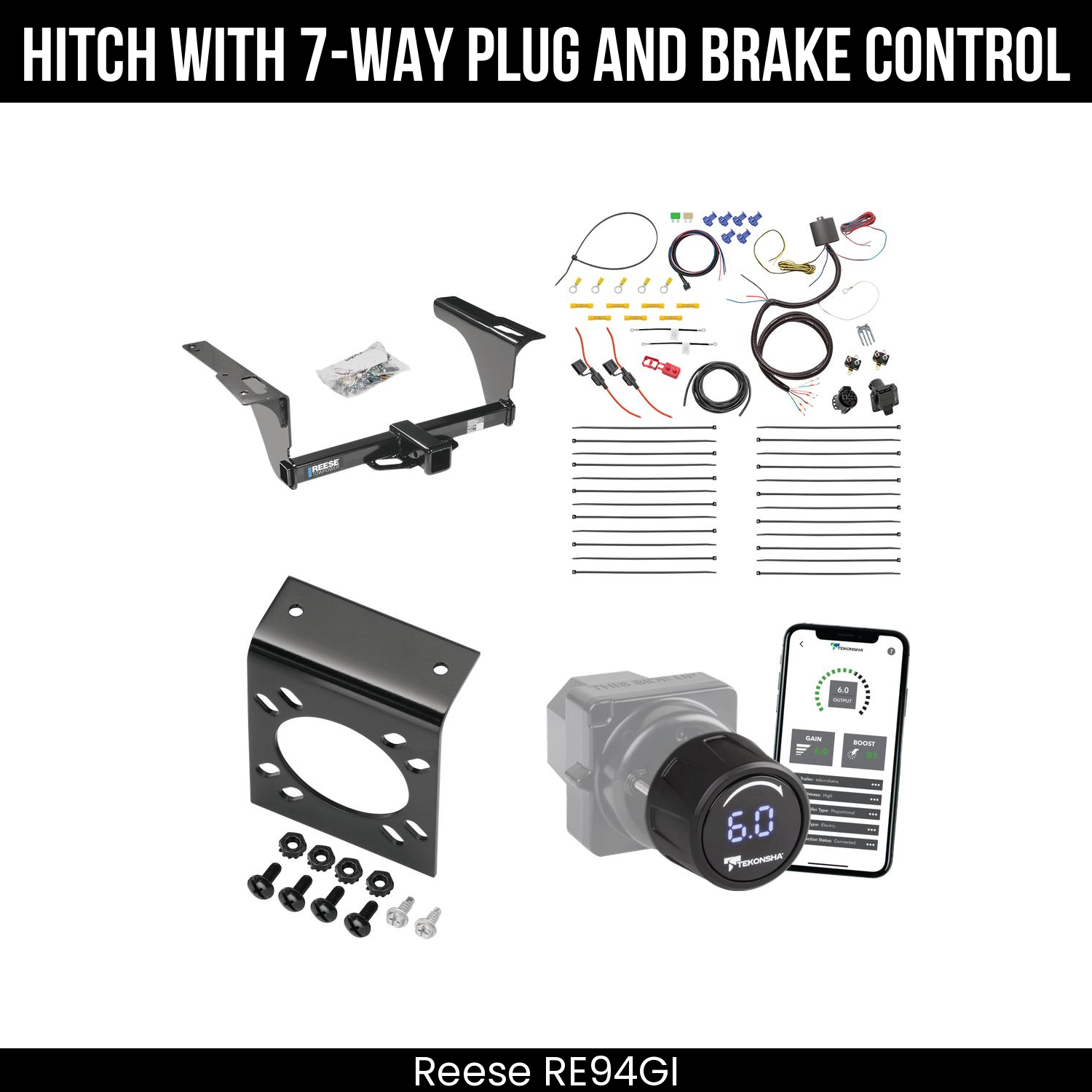 Reese RE94GI Hitch With 7 Way Plug And Brake Control Bundle Featureimg