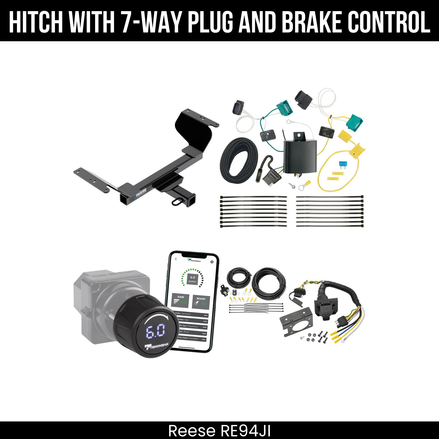 Reese RE94JI Hitch With 7 Way Plug And Brake Control Bundle Featureimg