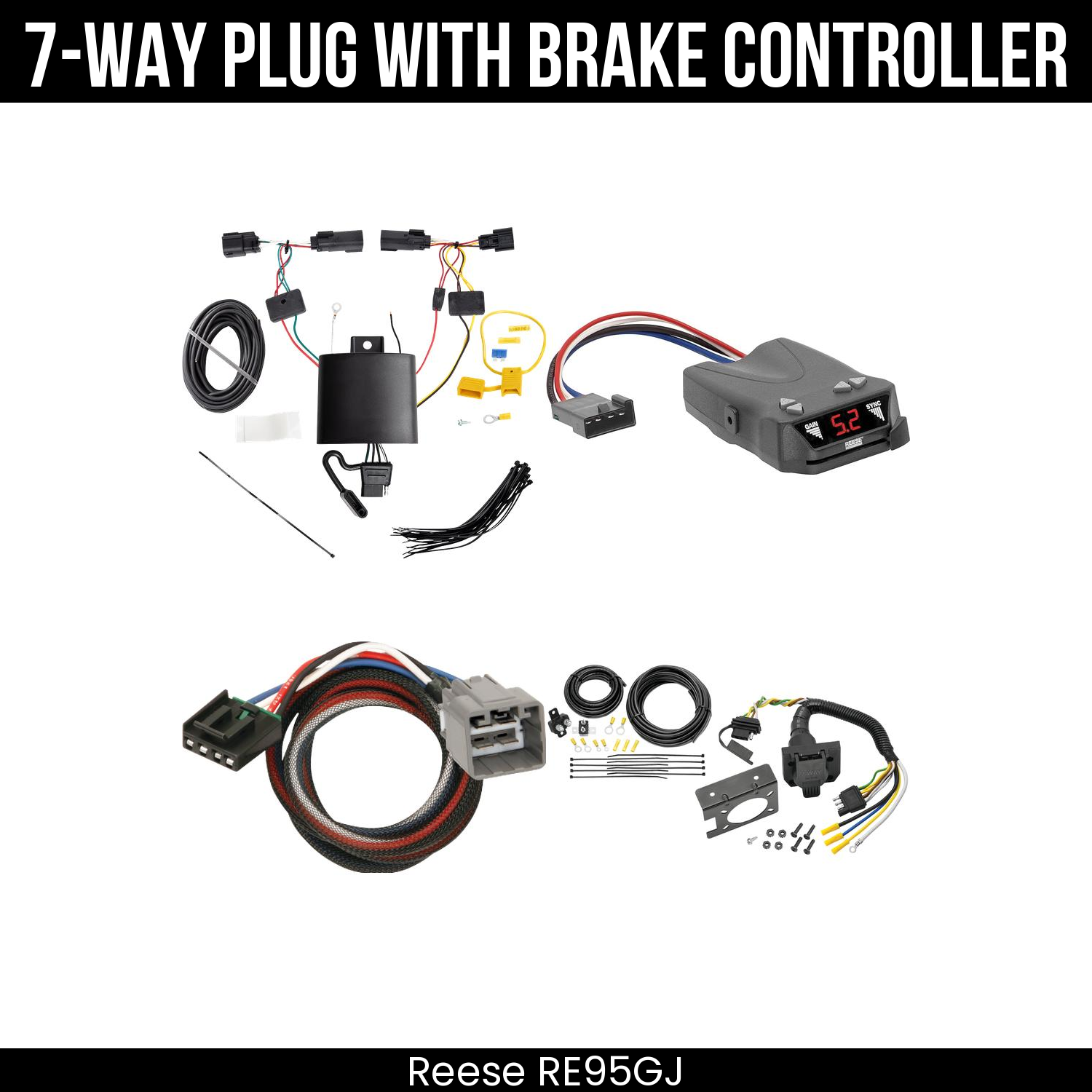 Trailer Wiring 7-Way Plug w/ Bracket , Reese Brakeman IV Brake Control