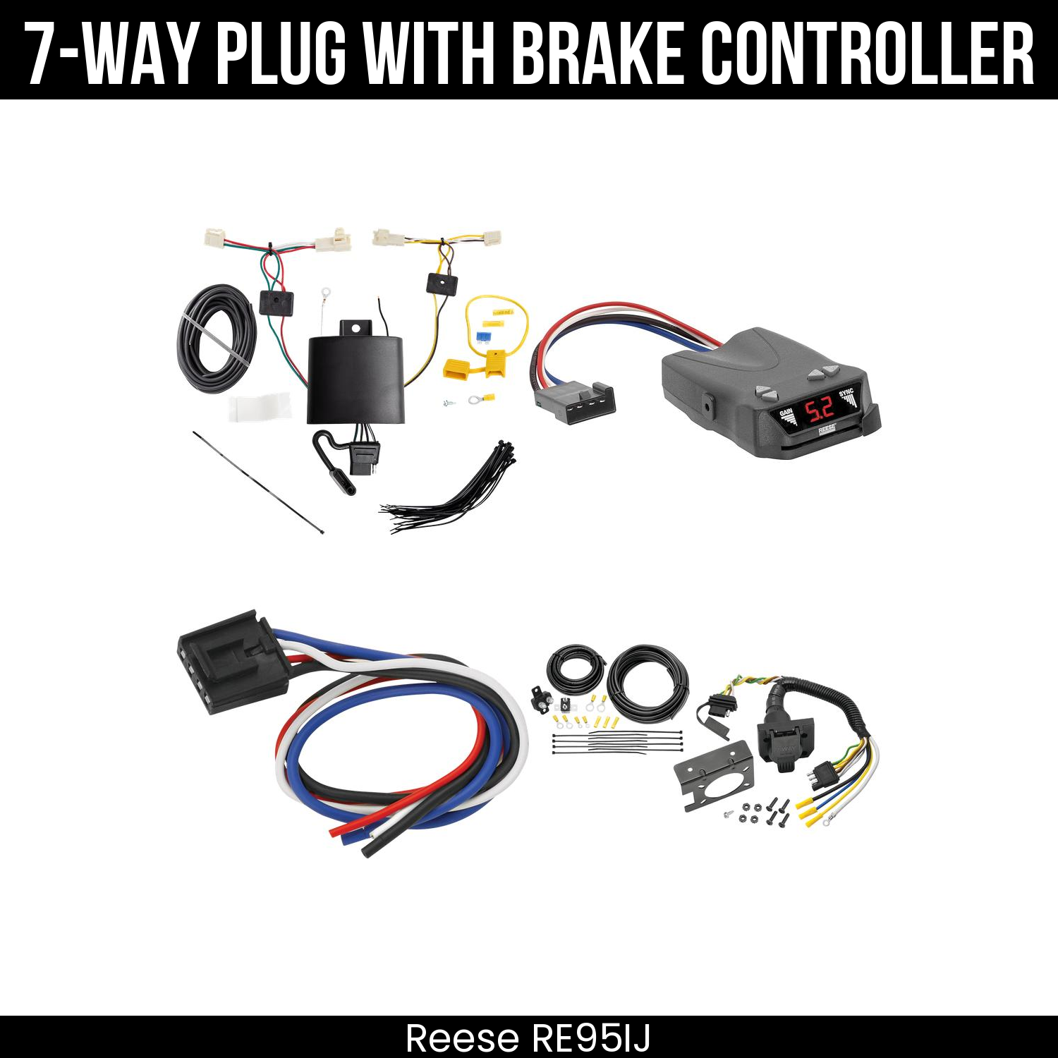 Trailer Wiring 7-Way Plug w/ Bracket , Reese Brakeman IV Brake Control