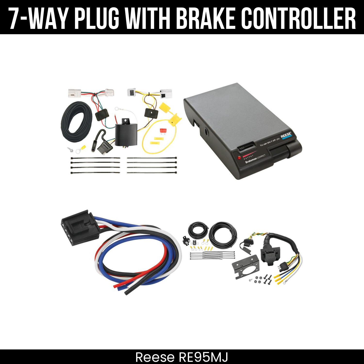 Trailer Wiring 7-Way Plug w/ Bracket , Reese Brakeman Brake Control