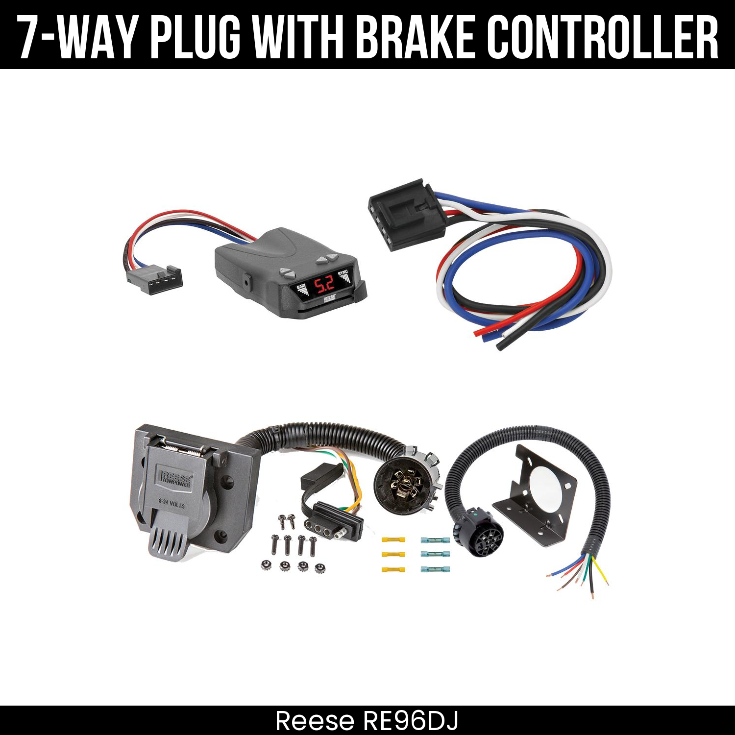 Trailer Wiring 7-Way Plug w/ Bracket , Reese Brakeman IV Brake Control