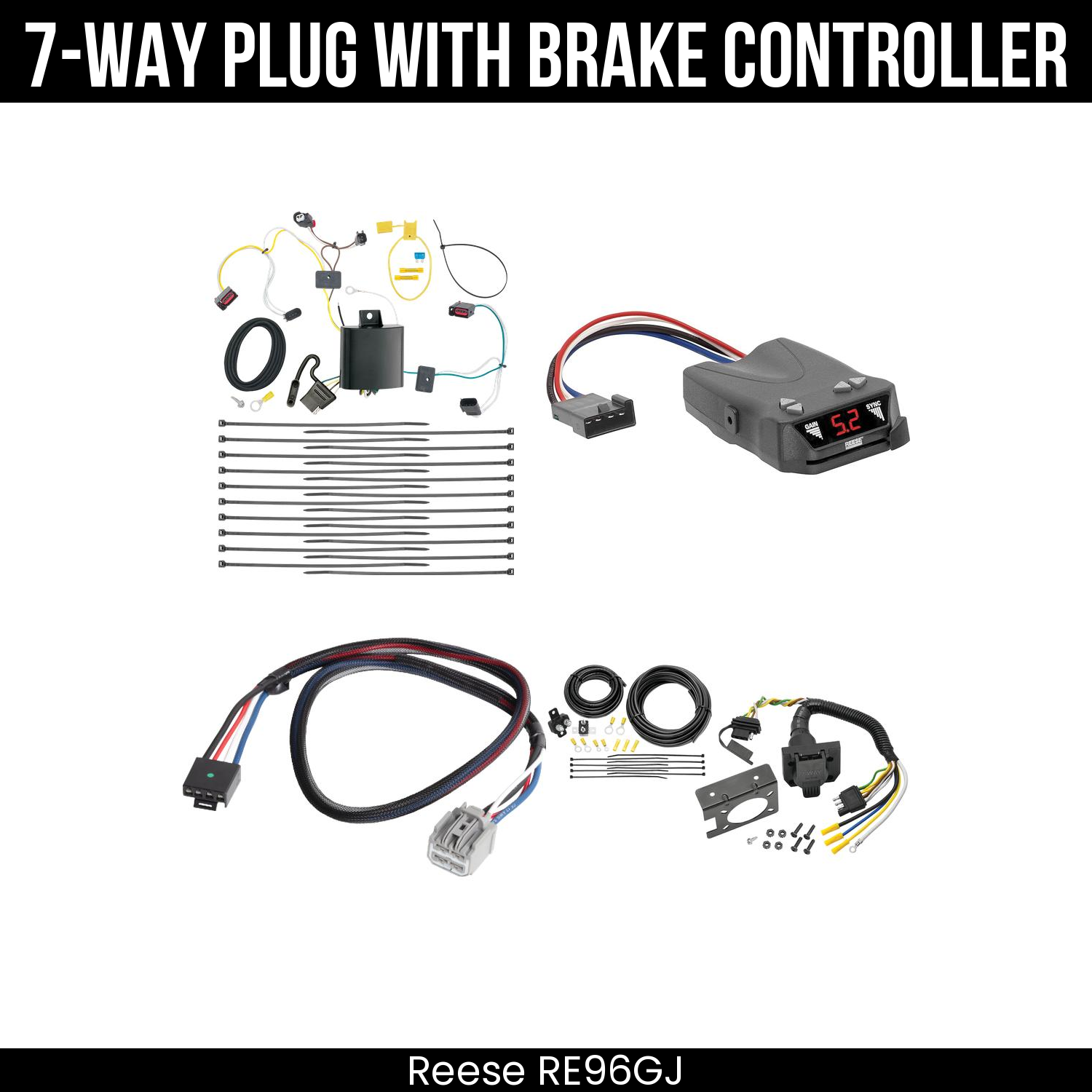Trailer Wiring 7-Way Plug w/ Bracket , Reese Brakeman IV Brake Control