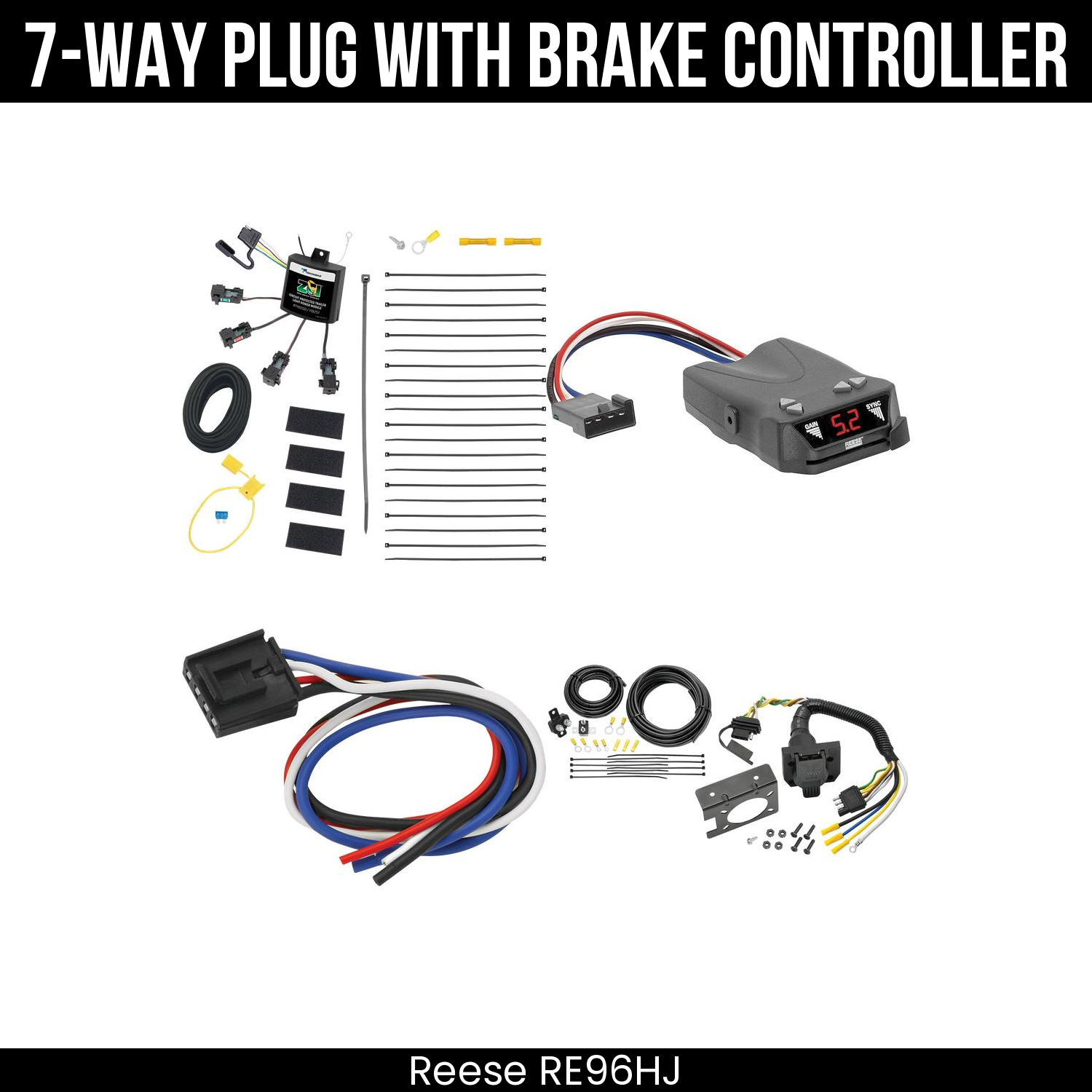 Trailer Wiring 7-Way Plug w/ Bracket , Reese Brakeman IV Brake Control