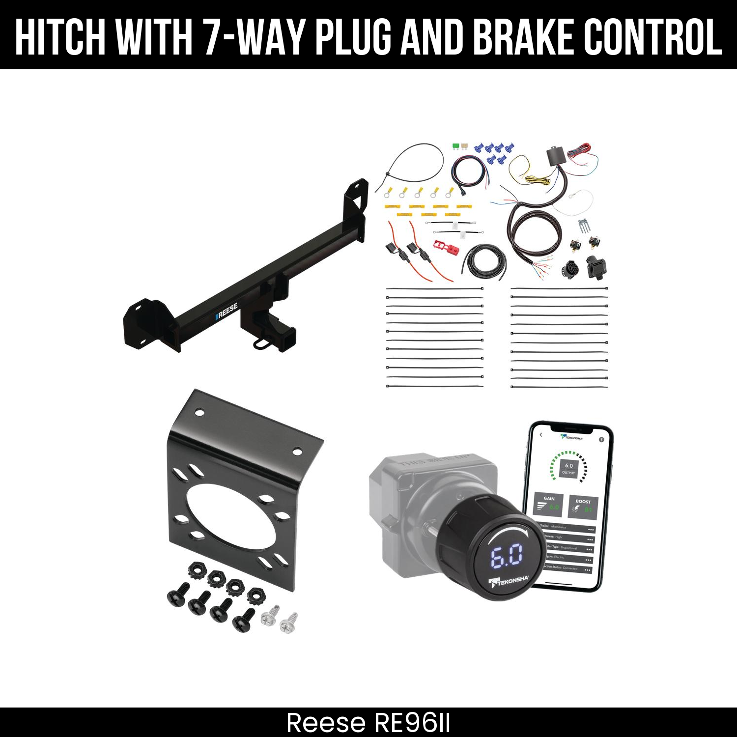Reese RE96II Hitch With 7 Way Plug And Brake Control Bundle Featureimg