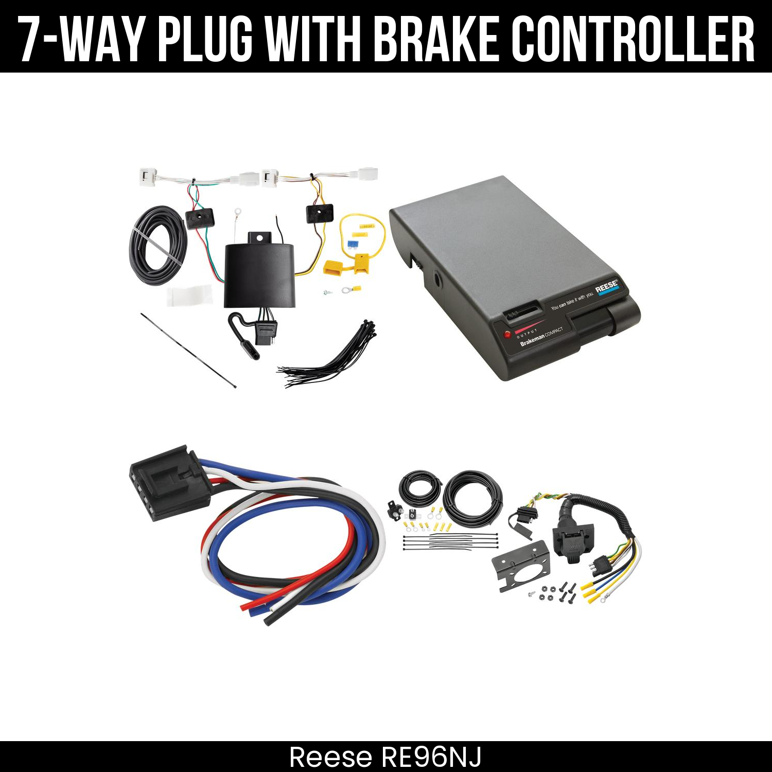 Trailer Wiring 7-Way Plug w/ Bracket , Reese Brakeman Brake Control