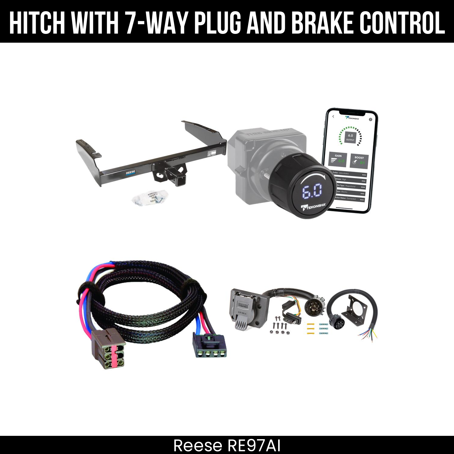 Reese RE97AI Hitch With 7 Way Plug And Brake Control Bundle Featureimg