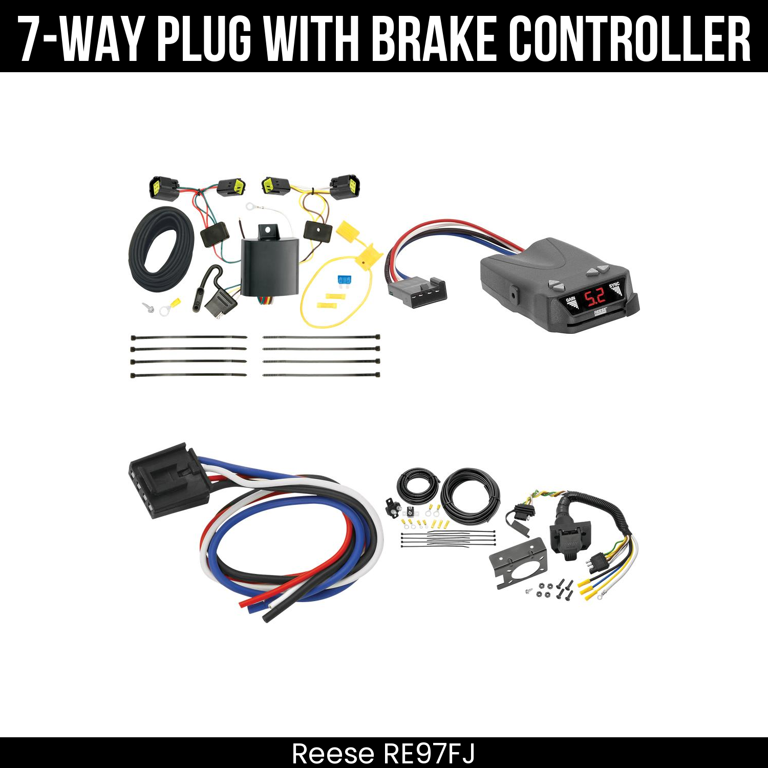 Trailer Wiring 7-Way Plug w/ Bracket , Reese Brakeman IV Brake Control