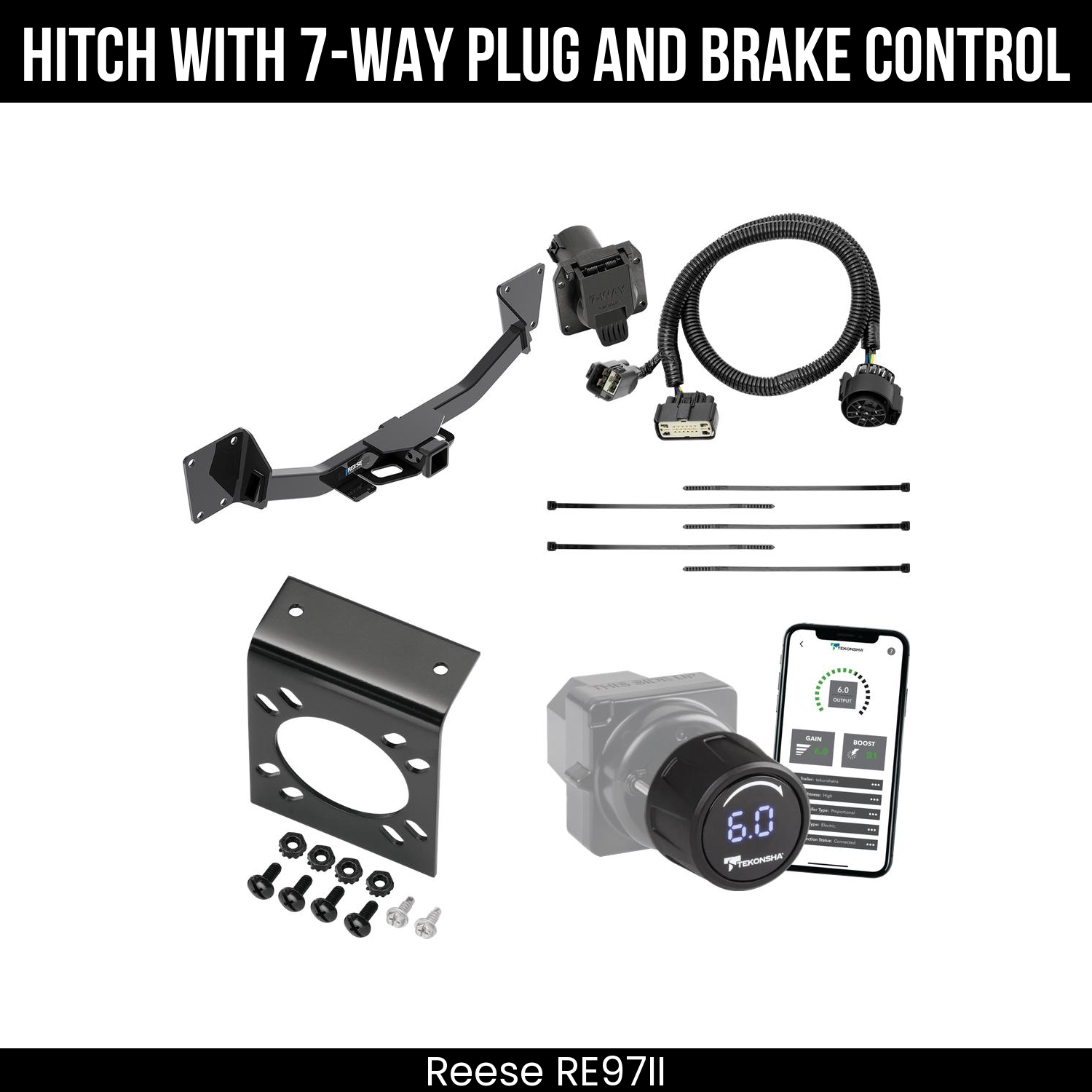 Reese RE97II Hitch With 7 Way Plug And Brake Control Bundle Featureimg
