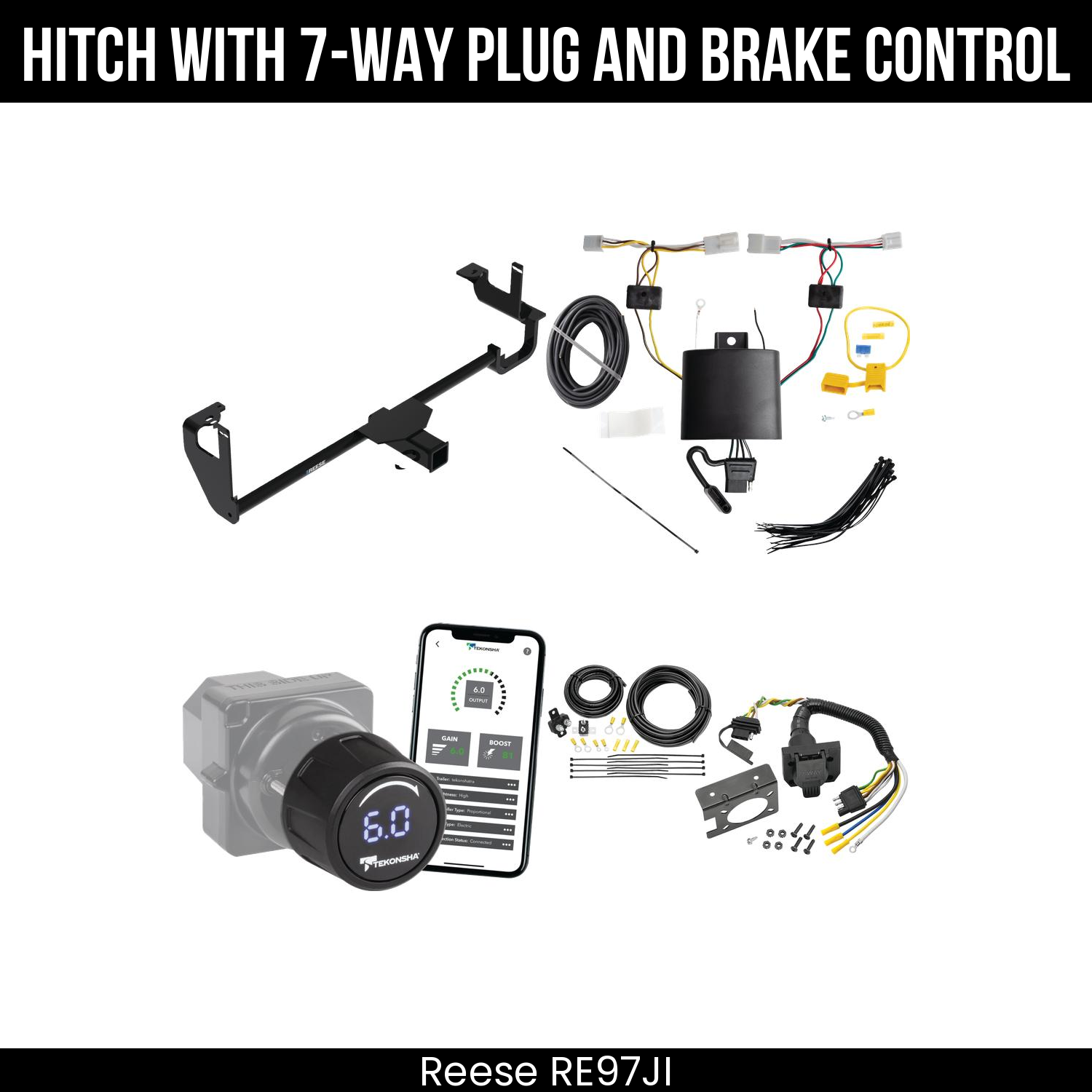 Reese RE97JI Hitch With 7 Way Plug And Brake Control Bundle Featureimg