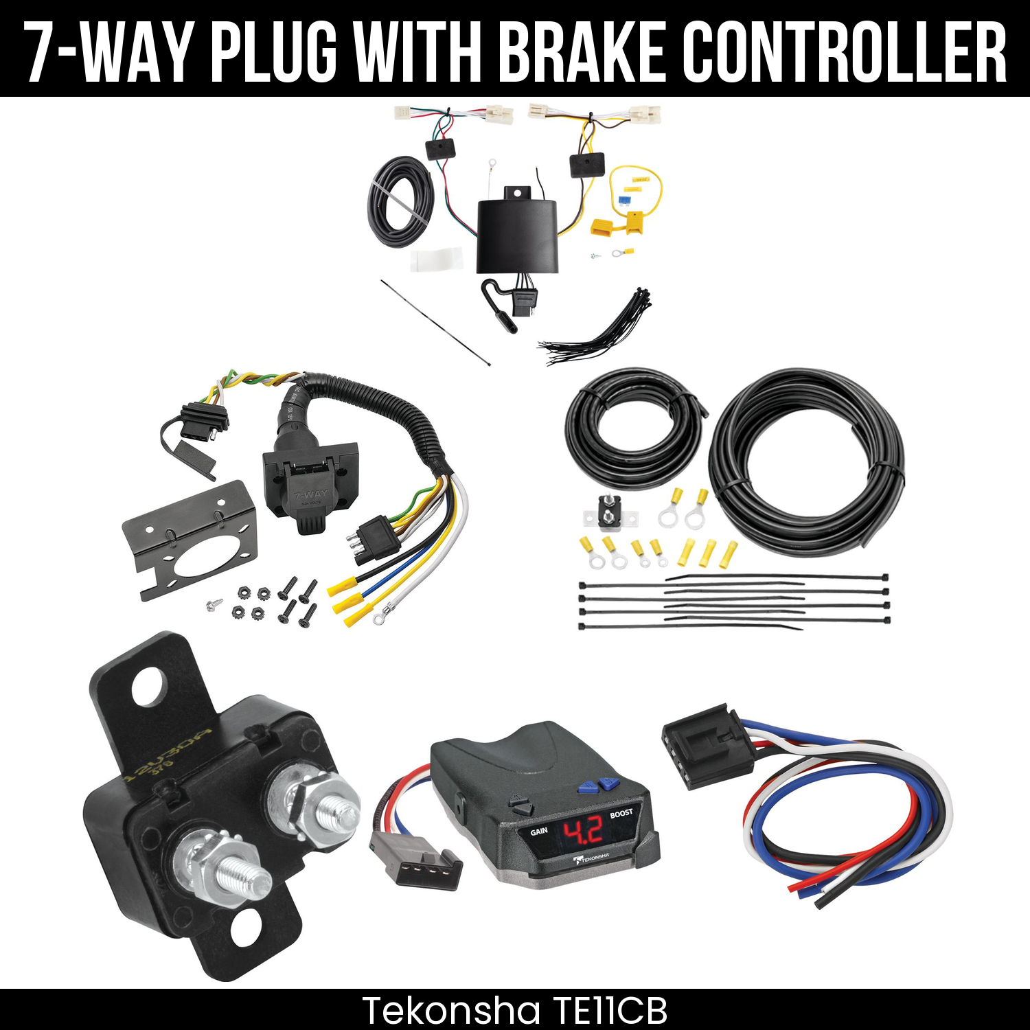 Trailer Wiring 7-Way Plug w/ Bracket , Tekonsha Brake EVN Control