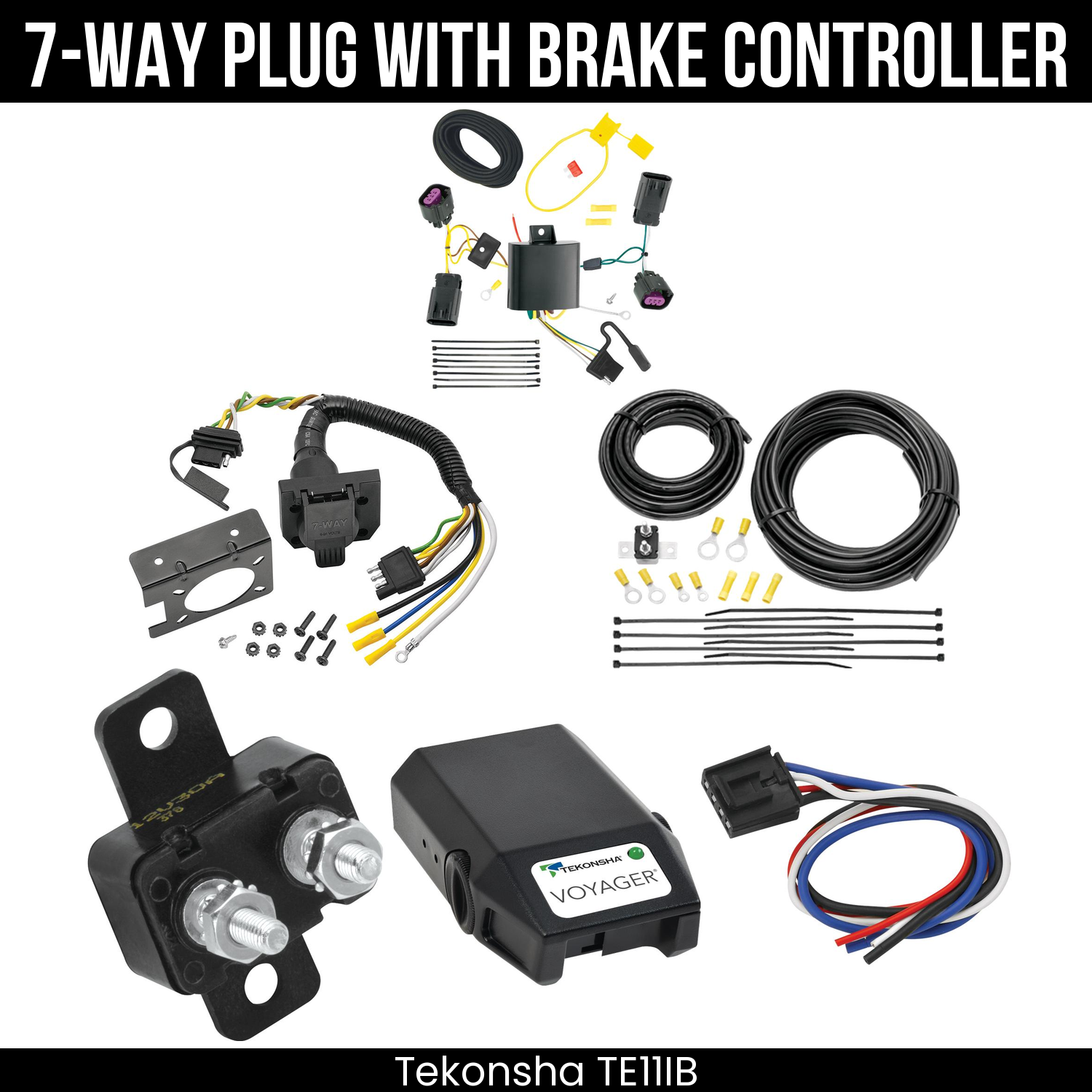 Trailer Wiring 7-Way Plug w/ Bracket , Tekonsha Voyager Brake Control