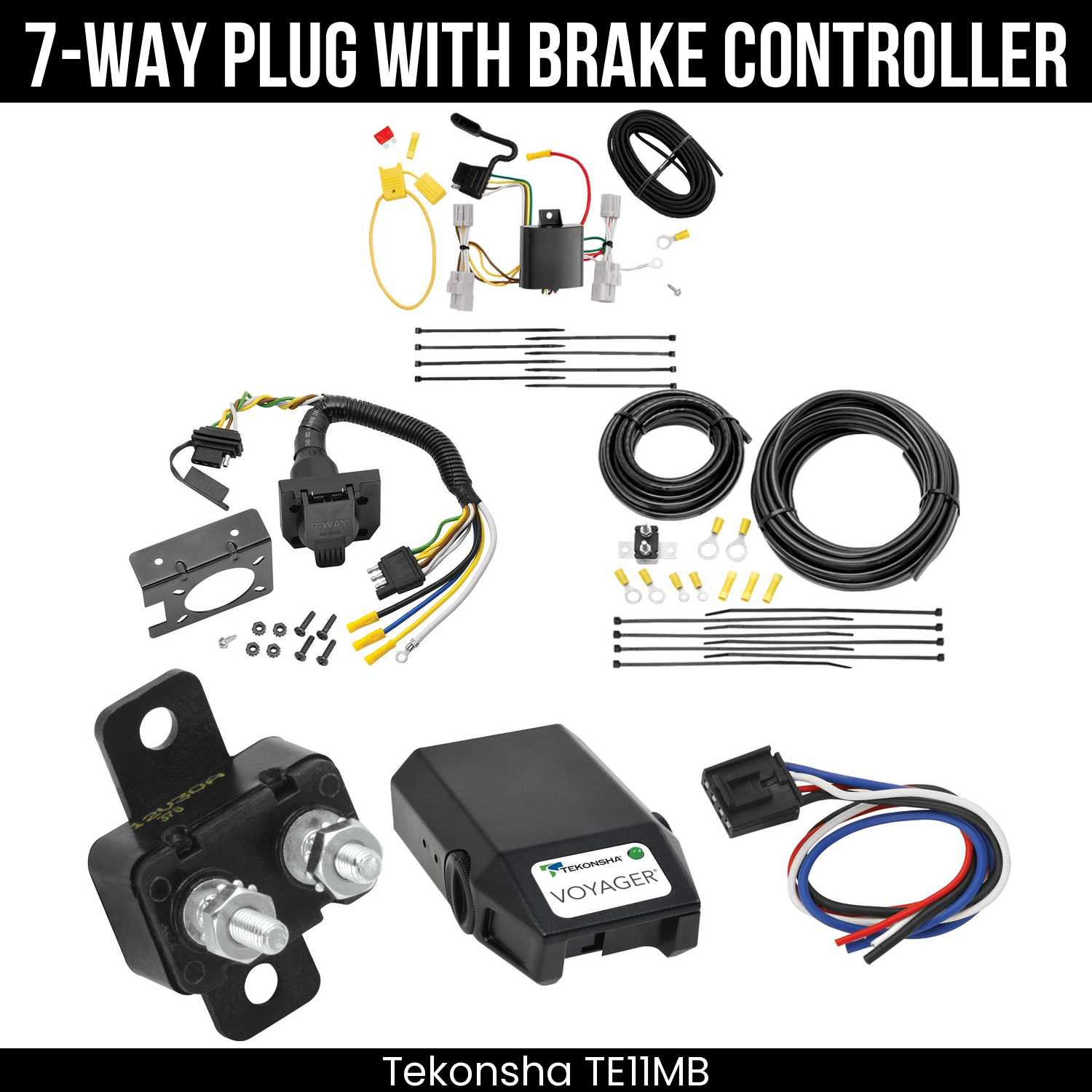 Trailer Wiring 7-Way Plug w/ Bracket , Tekonsha Voyager Brake Control