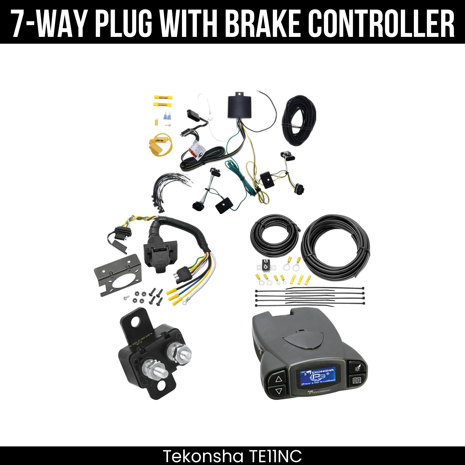 Trailer Wiring 7-Way Plug w/ Bracket , Tekonsha Prodigy P3 Brake Control