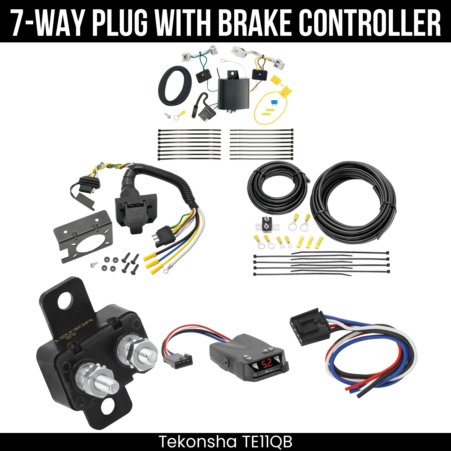 Trailer Wiring 7-Way Plug w/ Bracket , Tekonsha Brakeman IV Brake Control