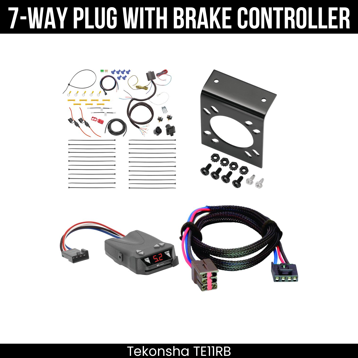 Trailer Wiring 7-Way Plug w/ Bracket , Tekonsha Brakeman IV Brake Control