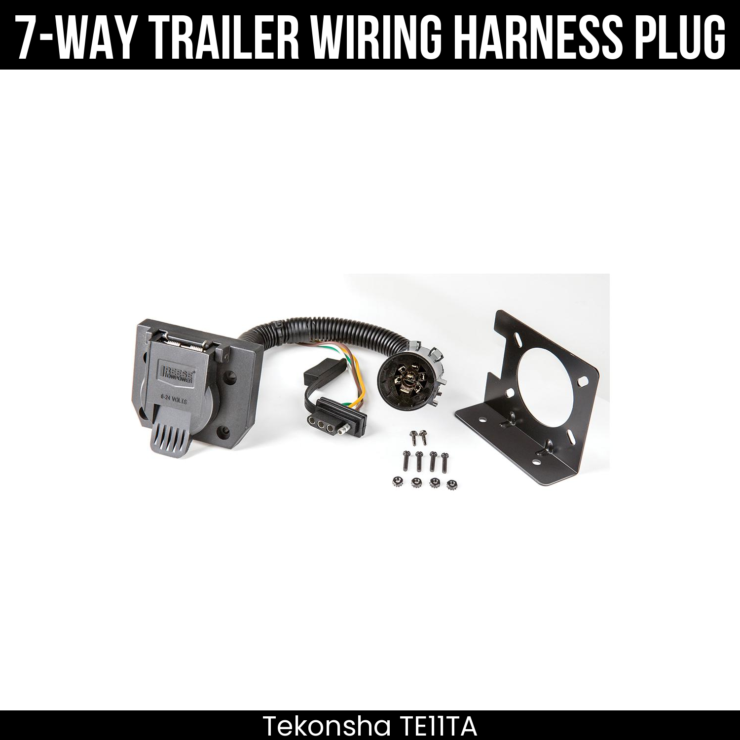 Trailer Wiring 7-Way Plug w/ Bracket