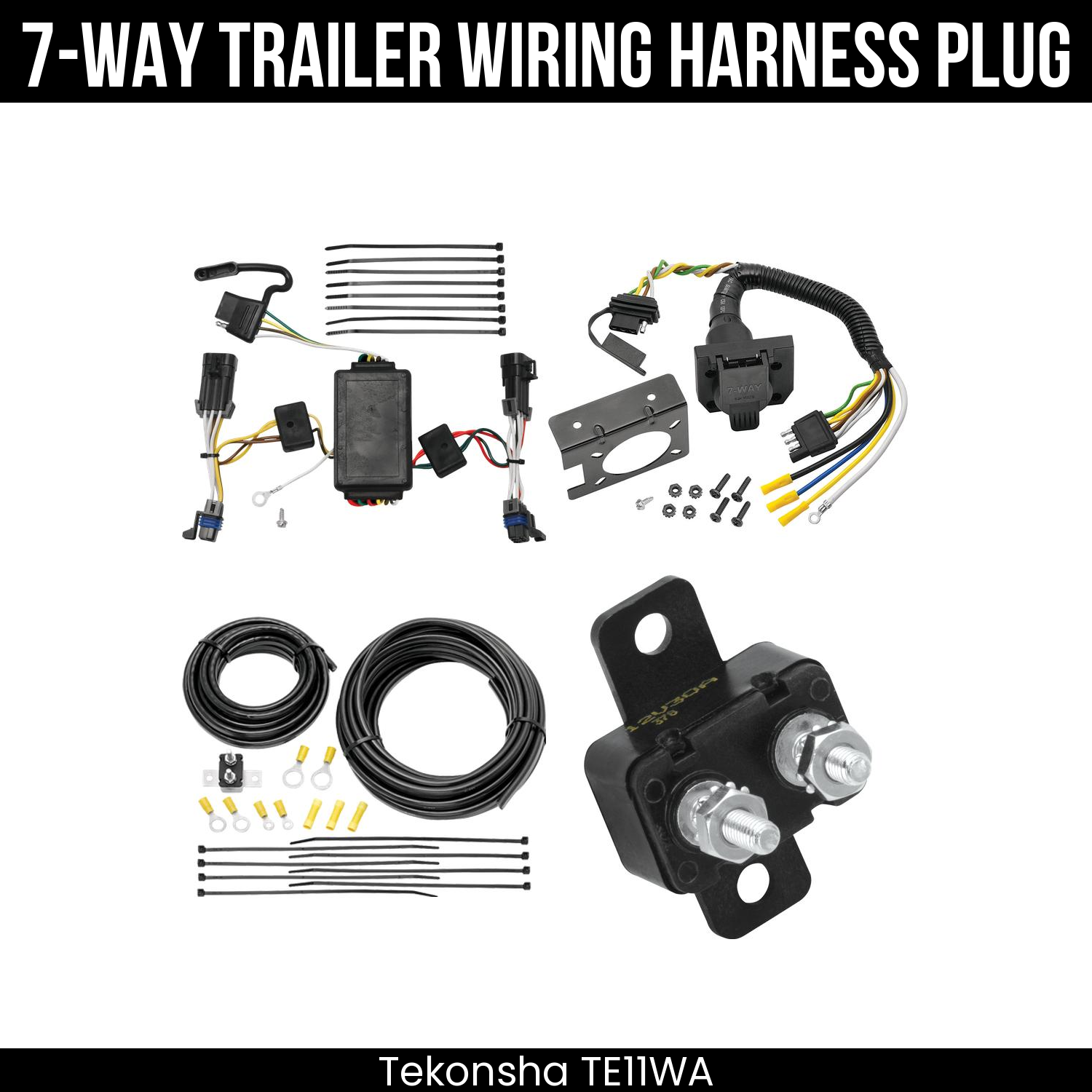 Trailer Wiring 7-Way Plug w/ Bracket