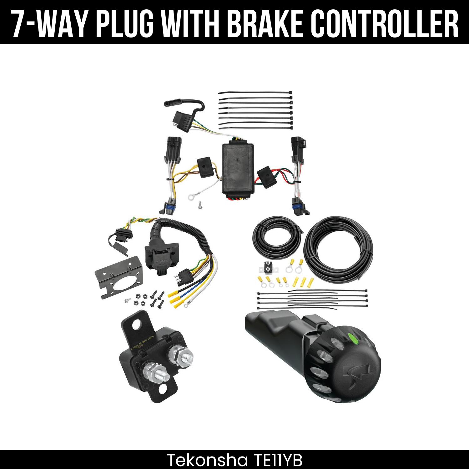 Trailer Wiring 7-Way Plug w/ Bracket , Tekonsha Voyager iD Smart Brake Control