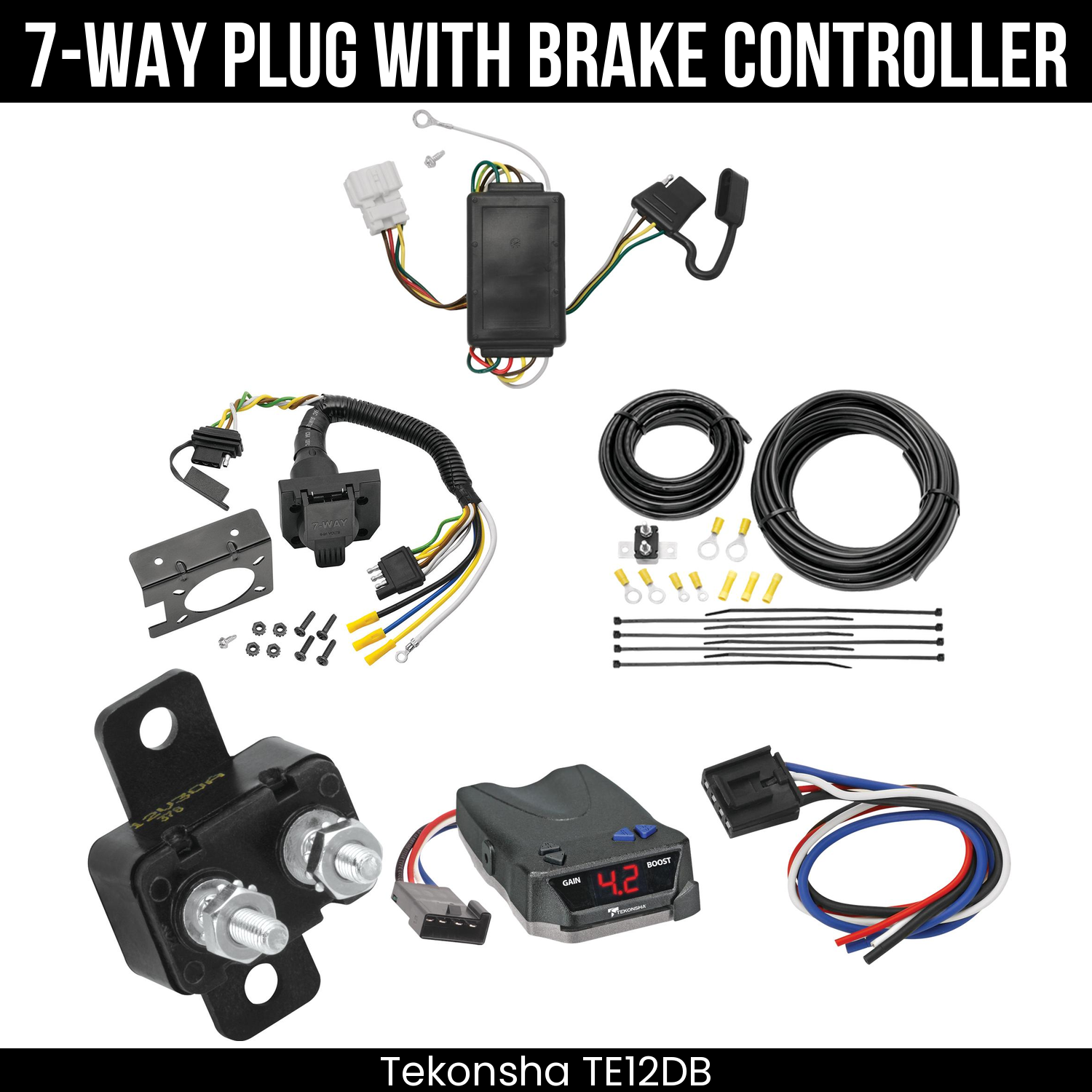 Trailer Wiring 7-Way Plug w/ Bracket , Tekonsha Brake EVN Control