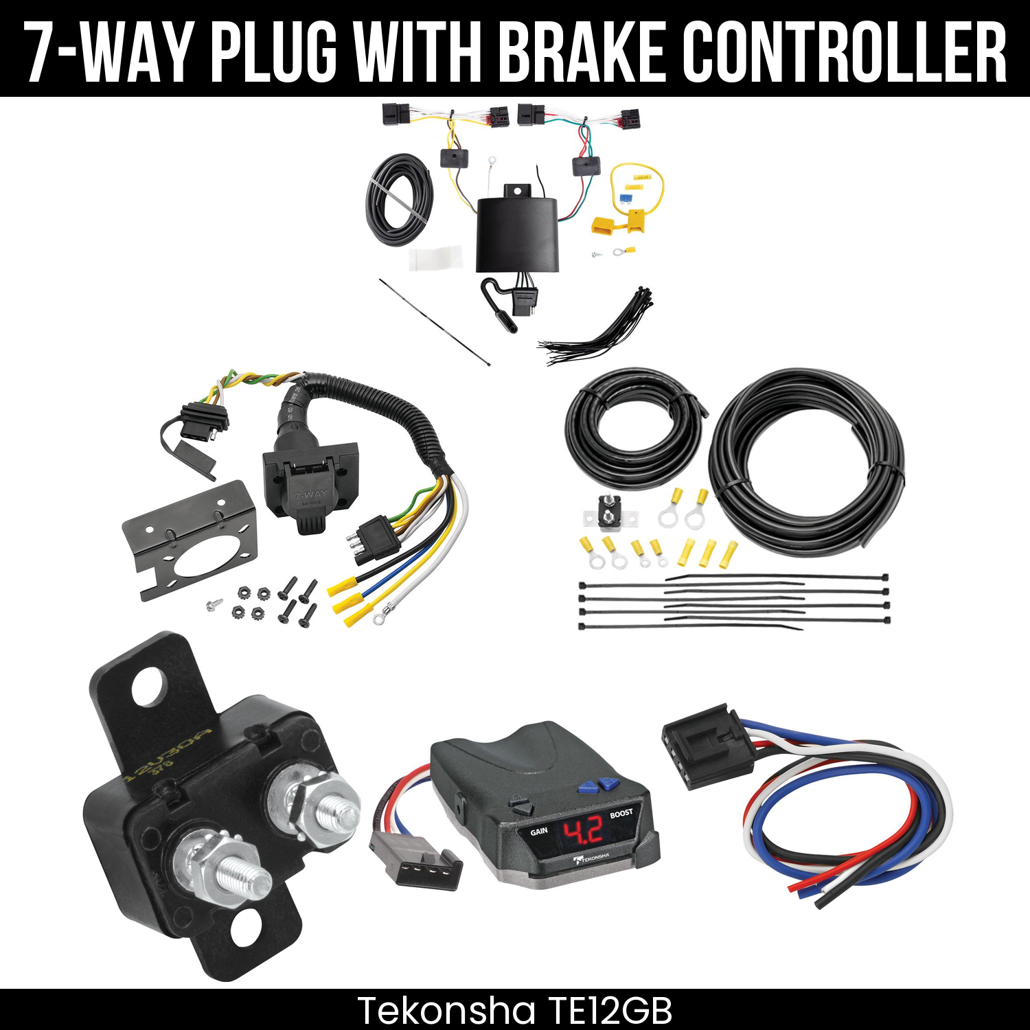 Trailer Wiring 7-Way Plug w/ Bracket , Tekonsha Brake EVN Control