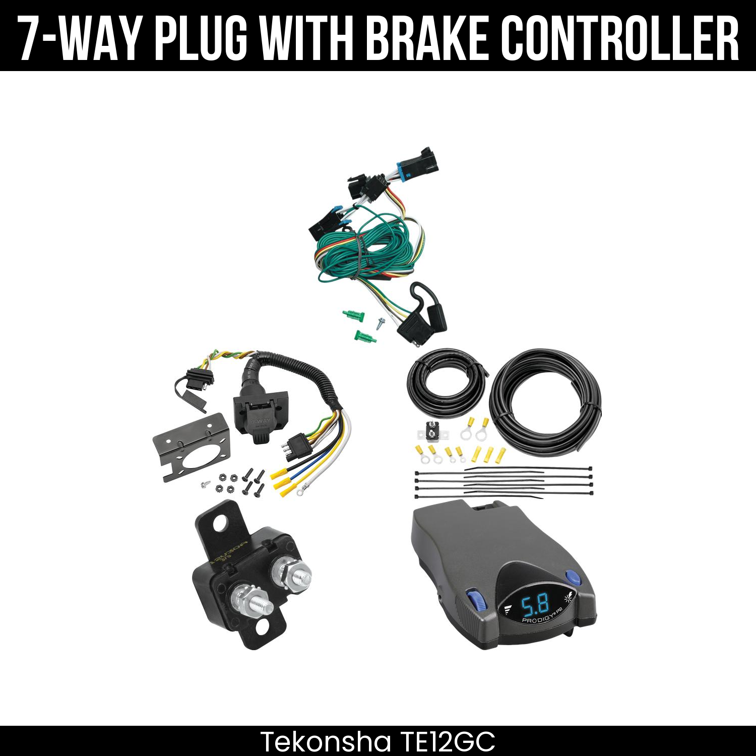 Trailer Wiring 7-Way Plug w/ Bracket , Tekonsha Prodigy P2 Brake Control