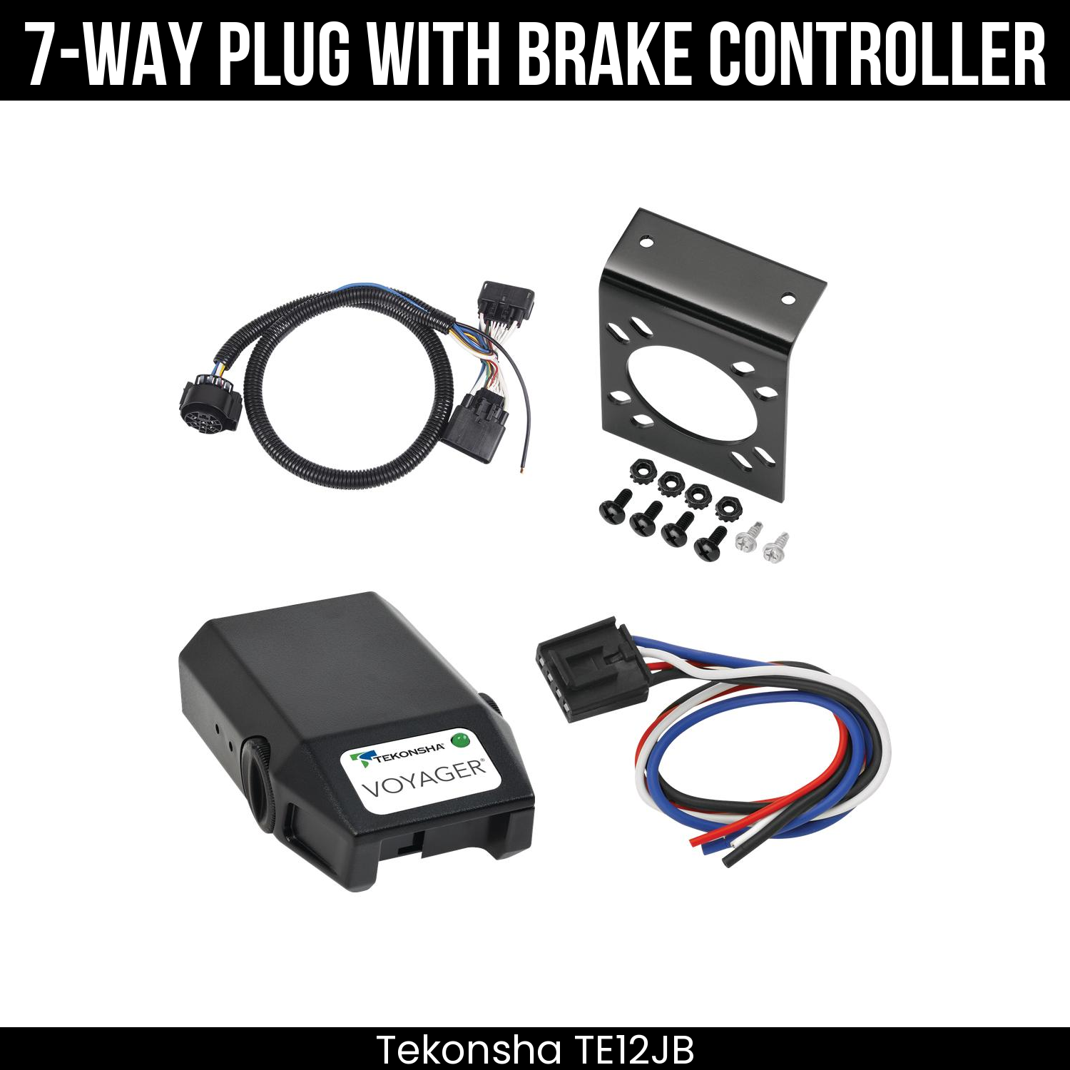 Trailer Wiring 7-Way Plug w/ Bracket , Tekonsha Voyager Brake Control