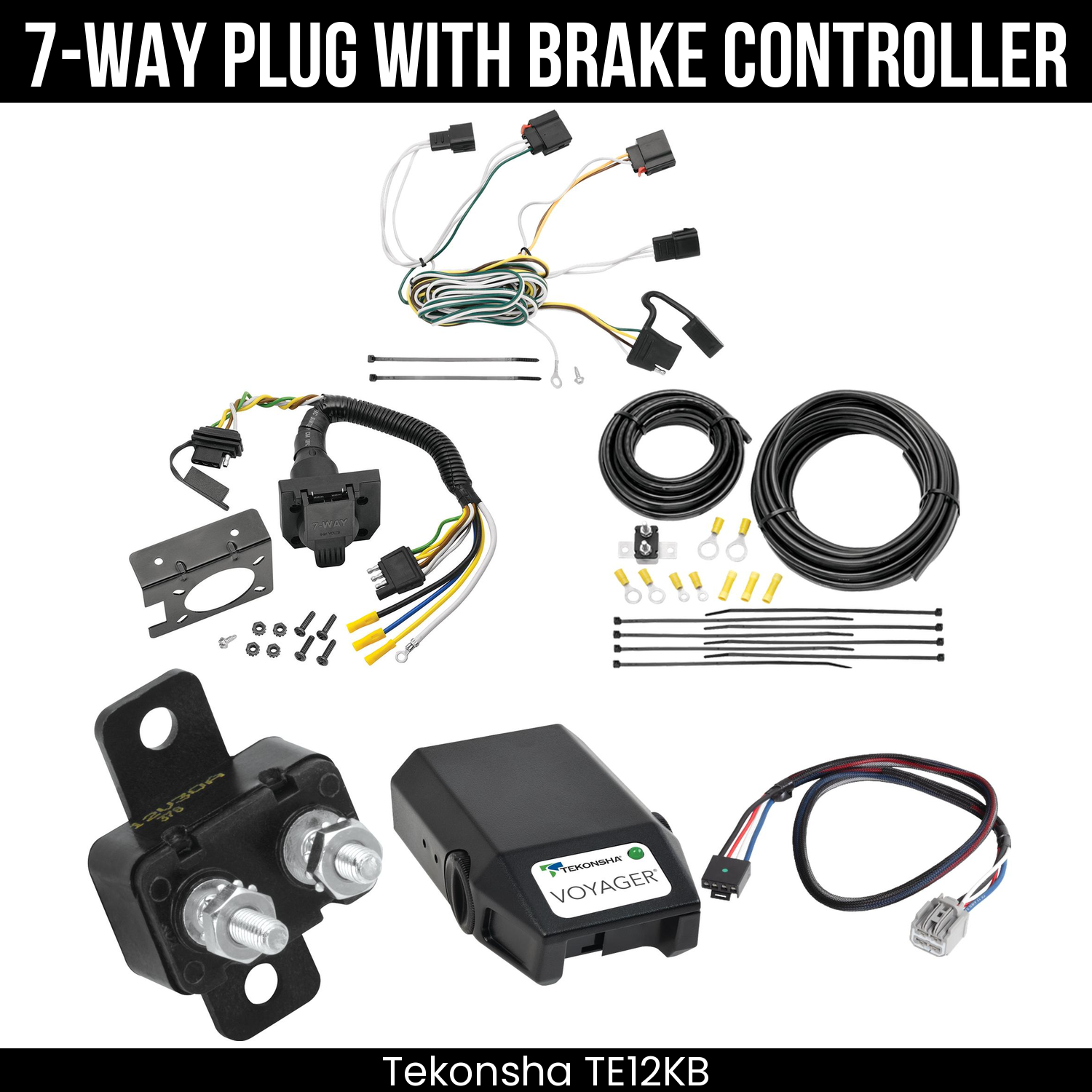 Trailer Wiring 7-Way Plug w/ Bracket , Tekonsha Voyager Brake Control