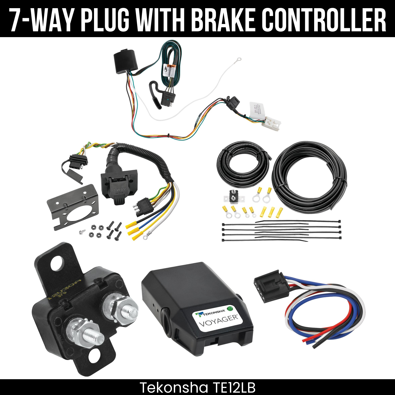Trailer Wiring 7-Way Plug w/ Bracket , Tekonsha Voyager Brake Control