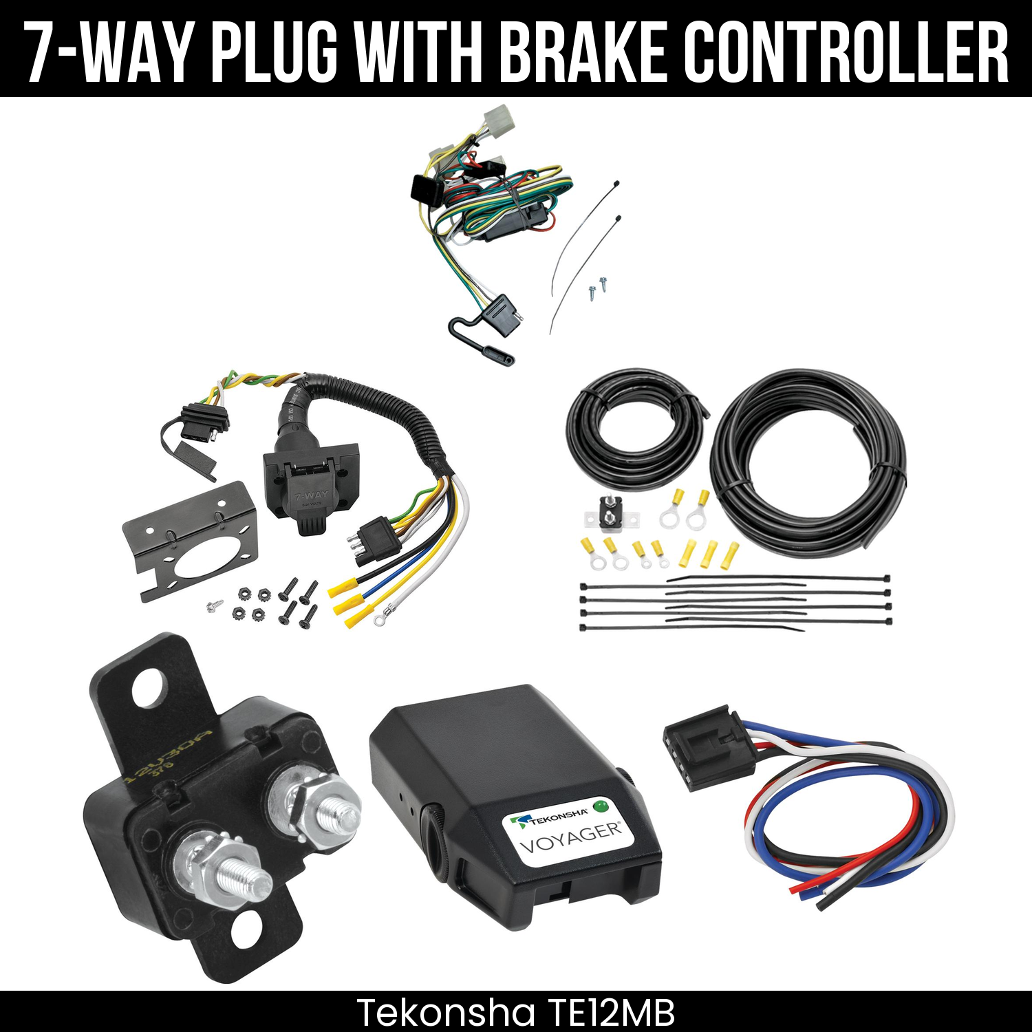 Trailer Wiring 7-Way Plug w/ Bracket , Tekonsha Voyager Brake Control