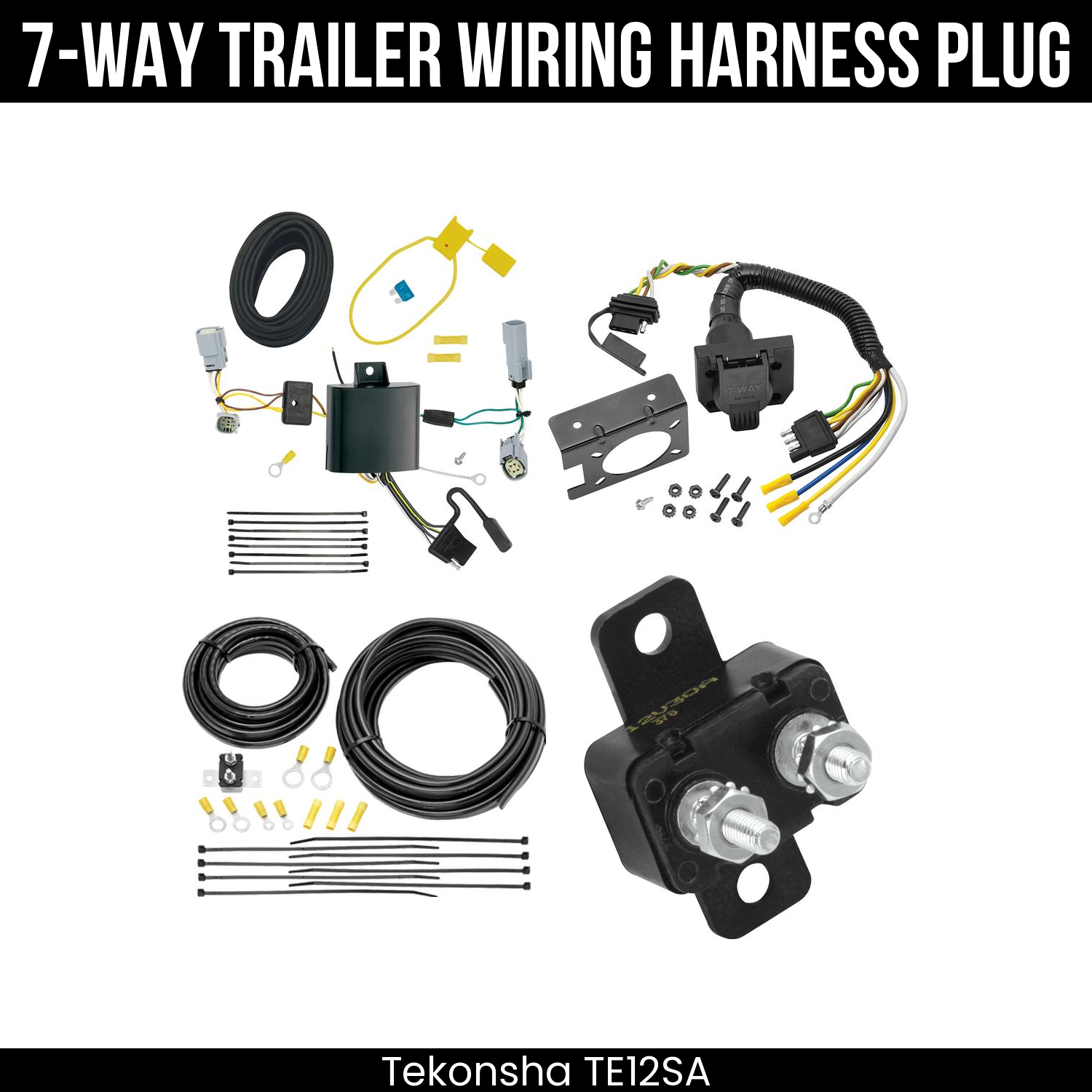 Trailer Wiring 7-Way Plug w/ Bracket