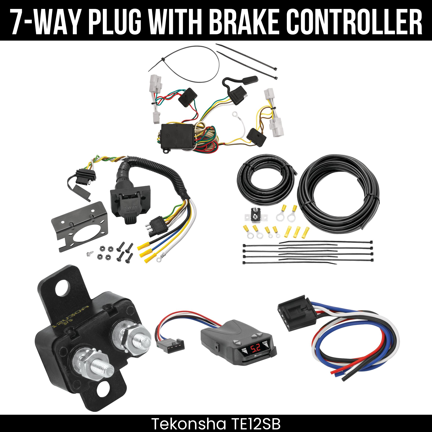 Trailer Wiring 7-Way Plug w/ Bracket , Tekonsha Brakeman IV Brake Control