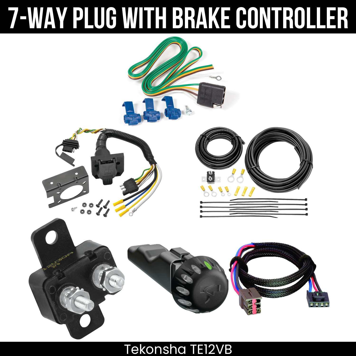 Trailer Wiring 7-Way Plug w/ Bracket , Tekonsha Voyager iD Smart Brake Control