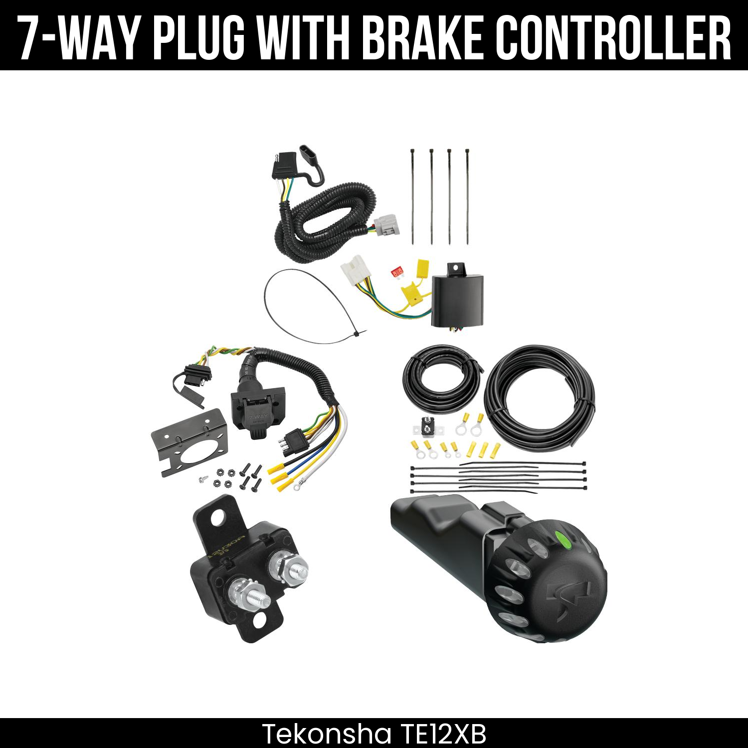 Trailer Wiring 7-Way Plug w/ Bracket , Tekonsha Voyager iD Smart Brake Control