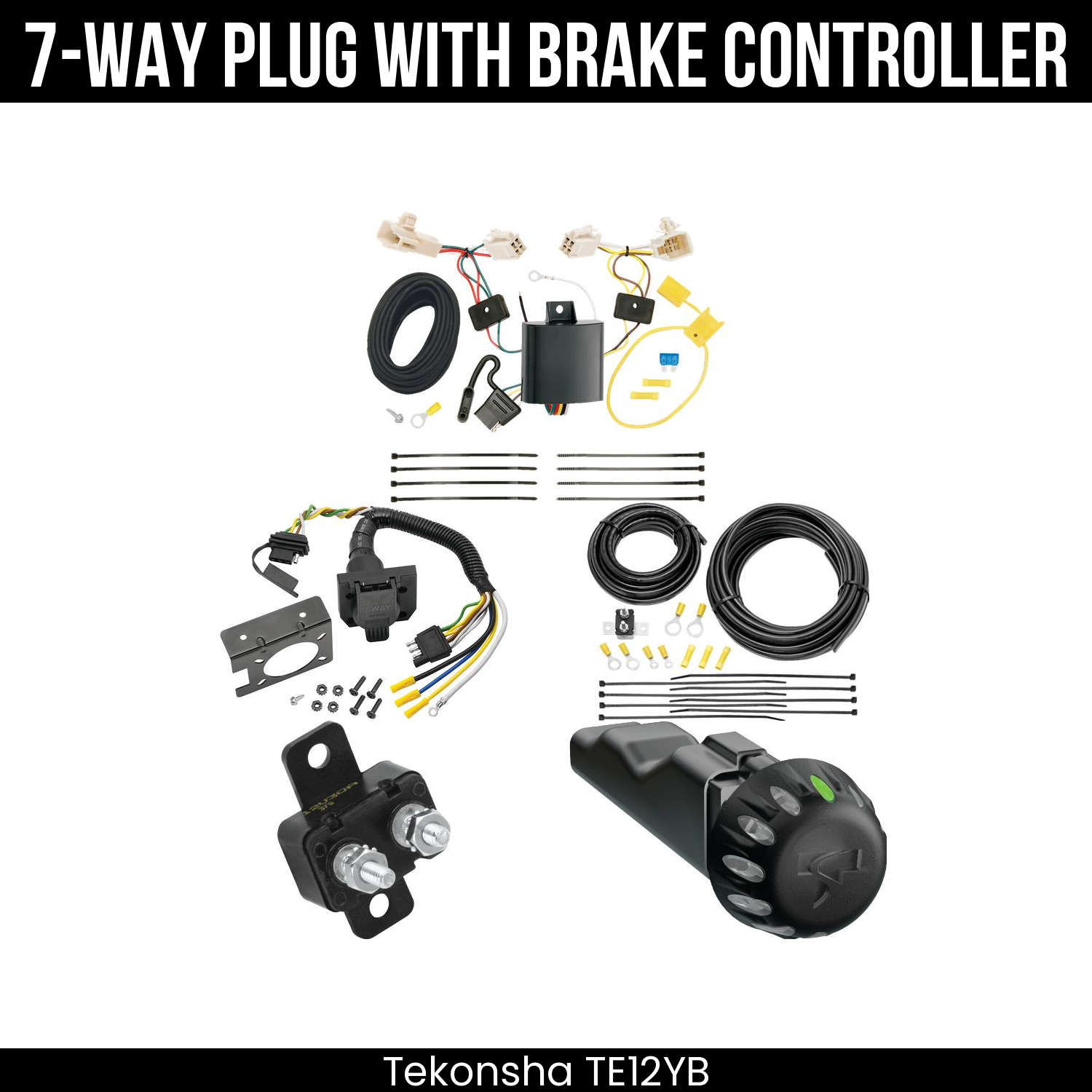 Trailer Wiring 7-Way Plug w/ Bracket , Tekonsha Voyager iD Smart Brake Control